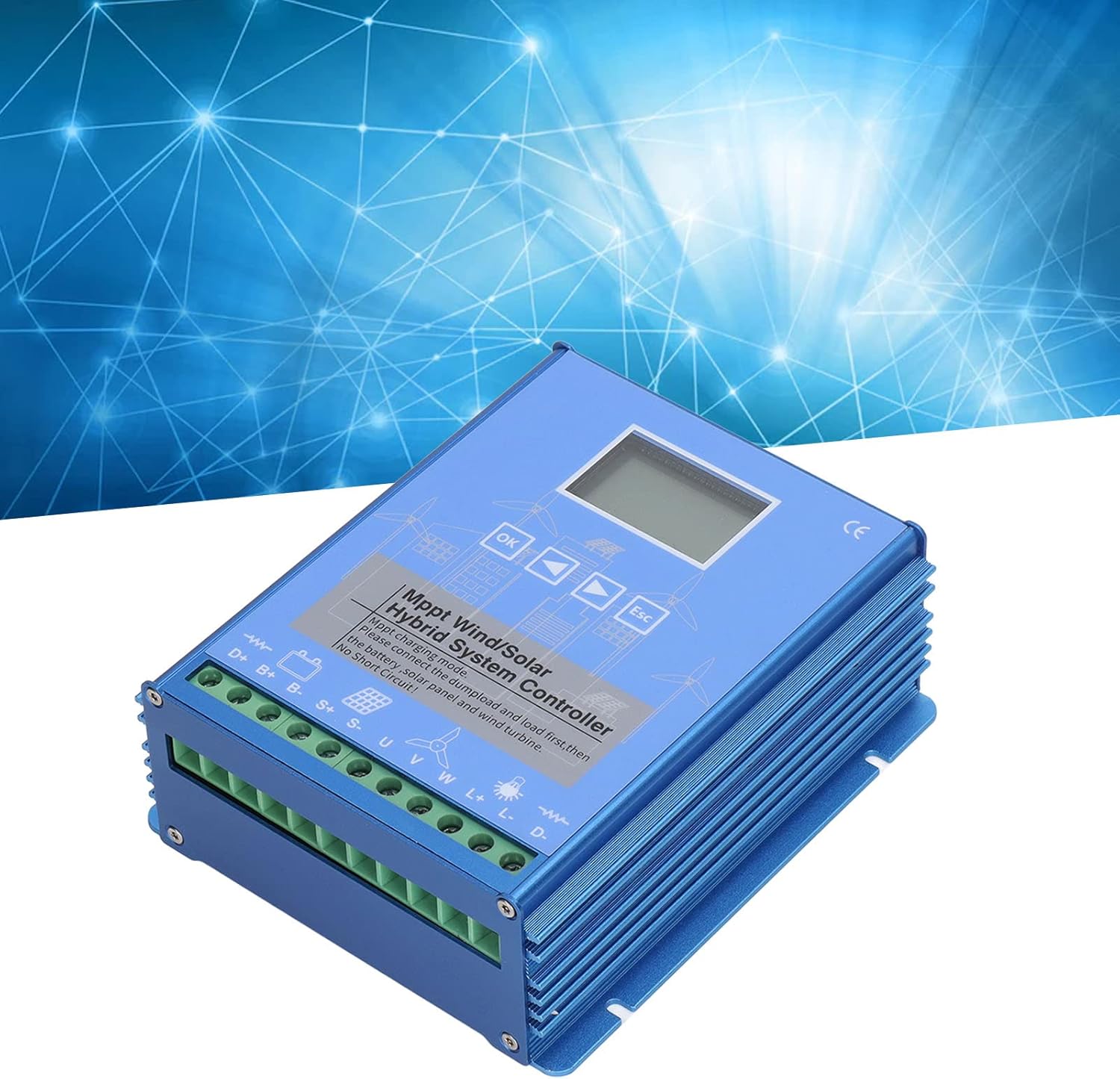 Hyuduo Wind Solar Controller MPPT PWM Charging 800W Wind 600W PV Solar Regulator with Unloading Resistor 12V 24V,Aluminum Alloy Wind Solar Regulator