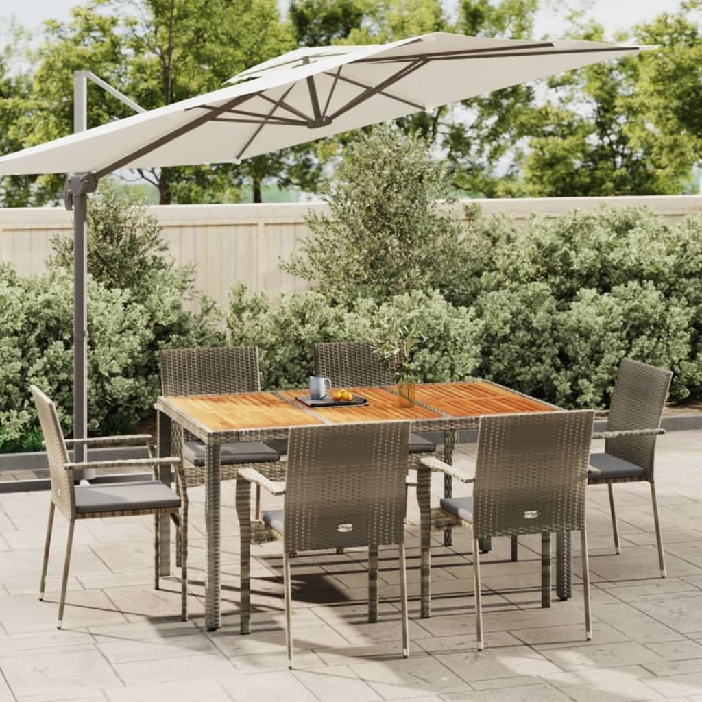 7 Piece Patio Dining Set with Cushions Gray Poly Rattan,Modern Patio Dining Set: Durable and Stylish Outdoor Furniture for Relaxation and Dining Patio Furniture Sets, Outdoor Furniture Sets