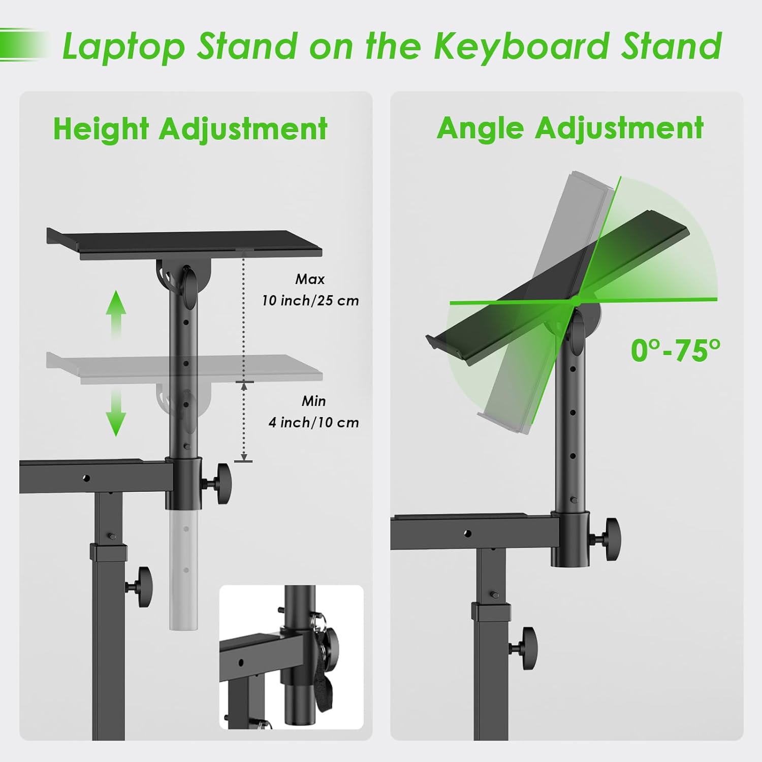 Multi-Functional Keyboard Stand Heavy Duty Piano Stand with Microphone Stand and Laptop Stand
