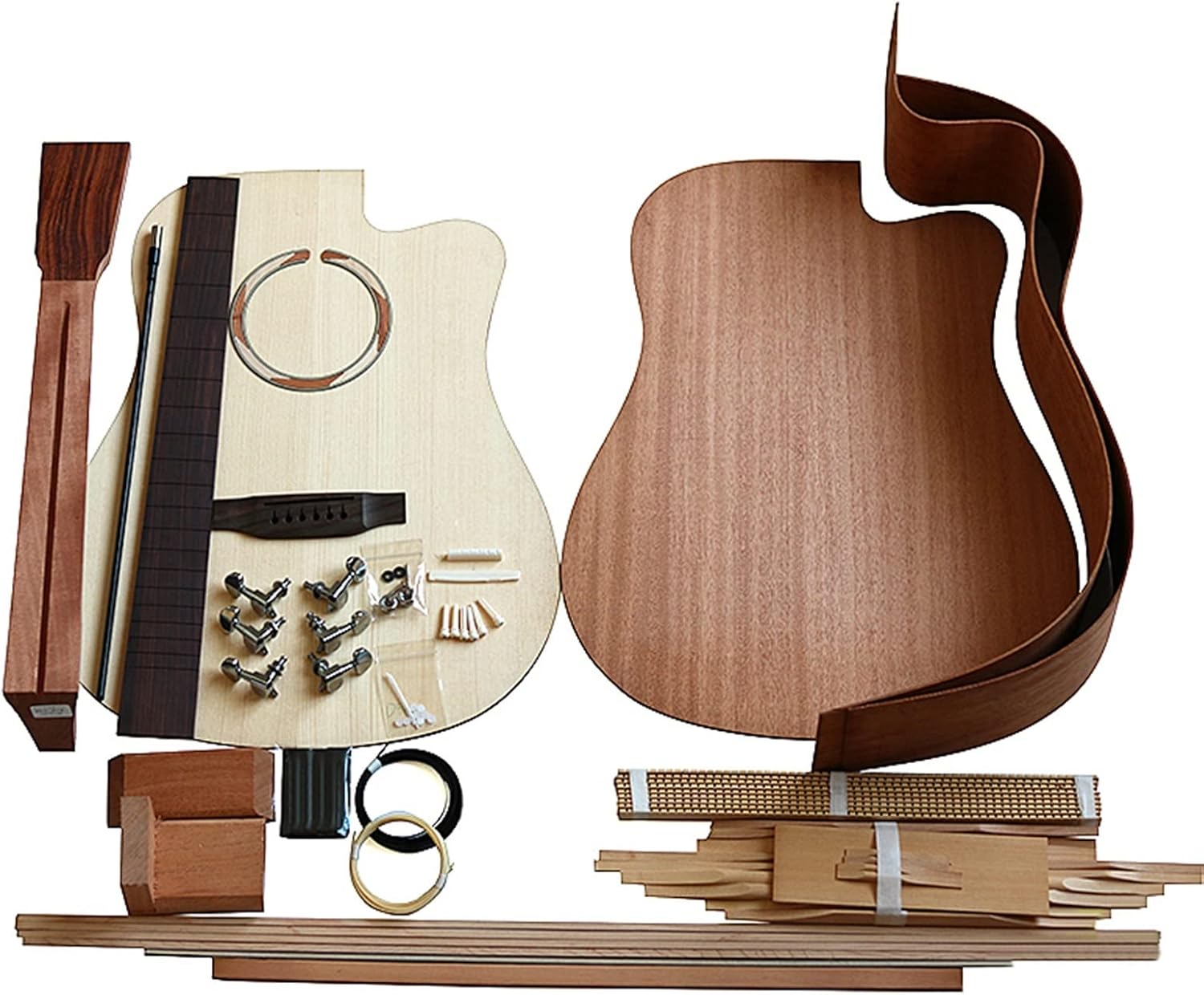 Peach Core Back Side Spruce Surface Full Single Folk Guitar Full Set of Materials Combination Guitar Making Materials DIY Guitar Kit