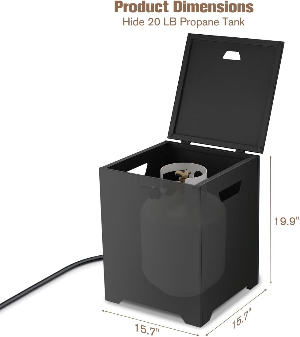 ThermoMate Propane Tank Cover Table, 20 LB Propane Tank Storage Box, Propane Tank Storage Hideaway Table for Fire Pit and Gas Griddle Black