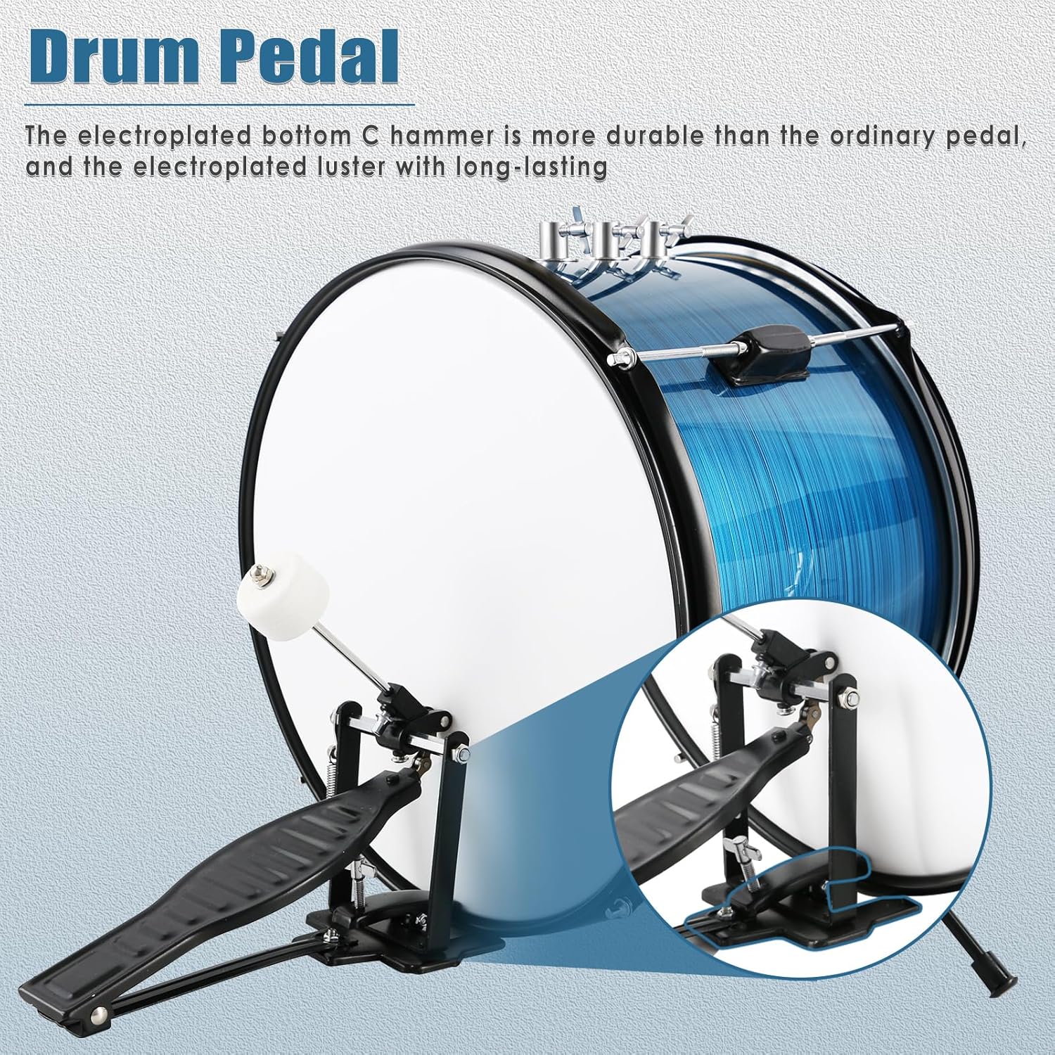 EASTROCK Drum Set, 3 Piece 14'' Drum sets for Drummer,Beginner, Drum Set for 5-7 Years Old with Adjustable Throne,Cymbal,Pedal,Drumsticks(Blue)