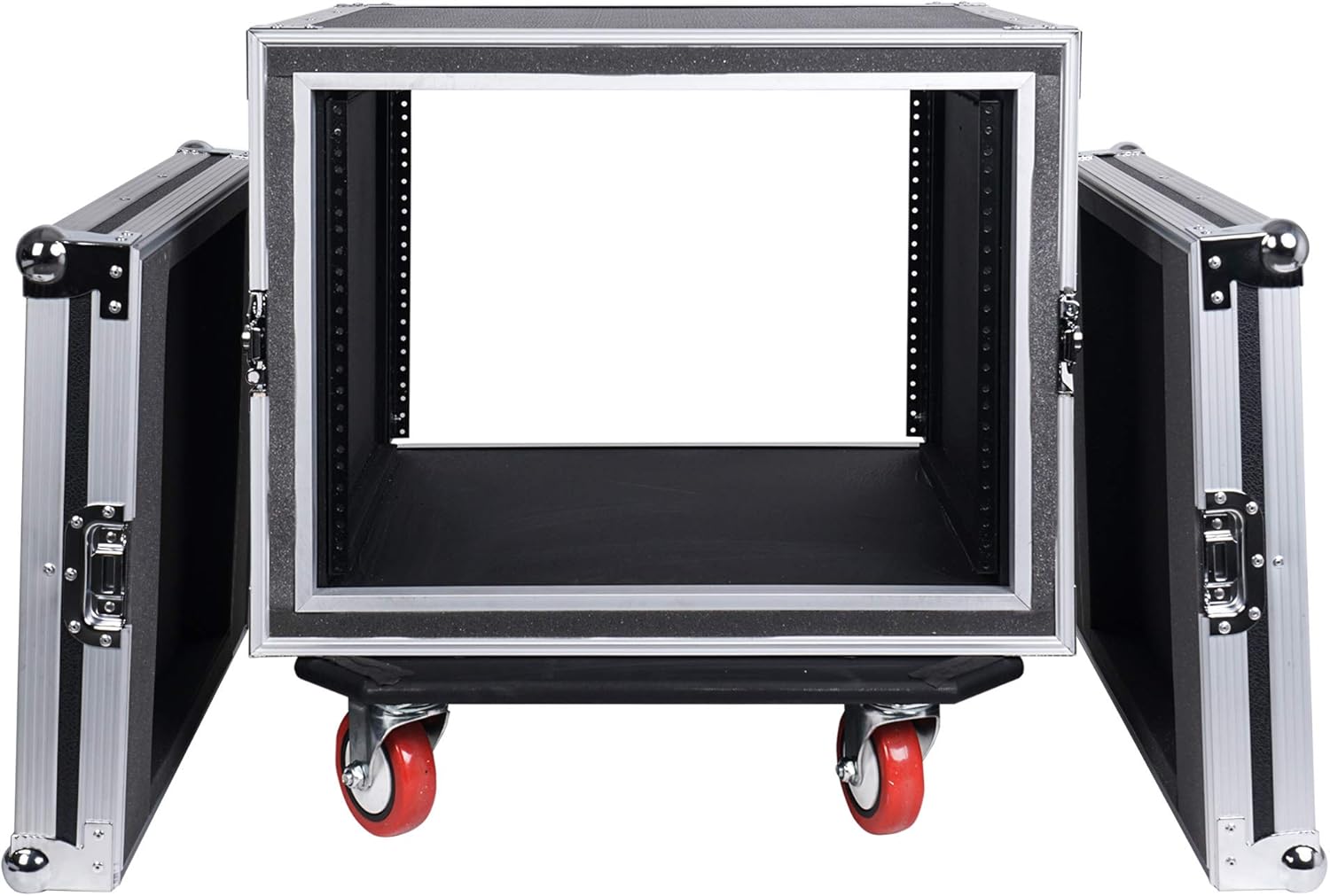 Sound Town Shock Mount 8U ATA Rack Case with 17” Rackable Depth and Casters, 8-Space Size - Pro Tour Grade (STRC-SP8UW)