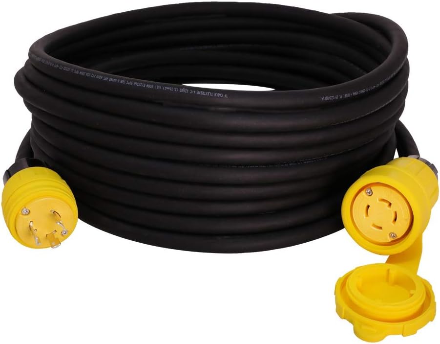 Weatherproof L5-30P to L14-30R Generator Power Cord - 40 Foot, 30A, 125V, 10/3 SJOOW Cable - Iron Box Part # IBX-78446-40 - UL Listed - Made in USA