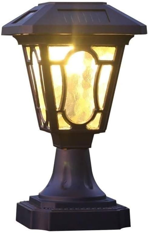 Post Lights Outdoor Garden Lights Deck Lighting Vintage Solar Column Headlight Waterproof Garden Wall Outdoor LED Bright Wall Lighting European Garden Street Light Post Floor Column Lamps