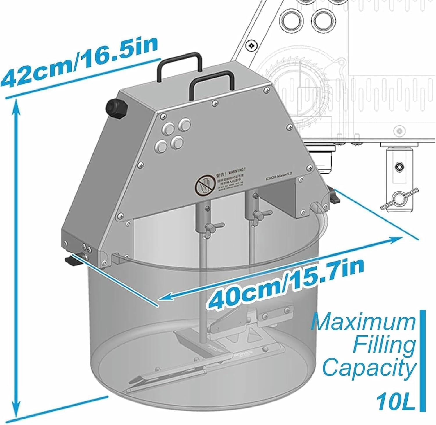 10L/2.64gal Auto Pot Stirrer Cooking Food Mixer Pot, Tomato Milling Machine, Electric Double Stirring Paddle Stirrer, for Mixing Jam&Sauce