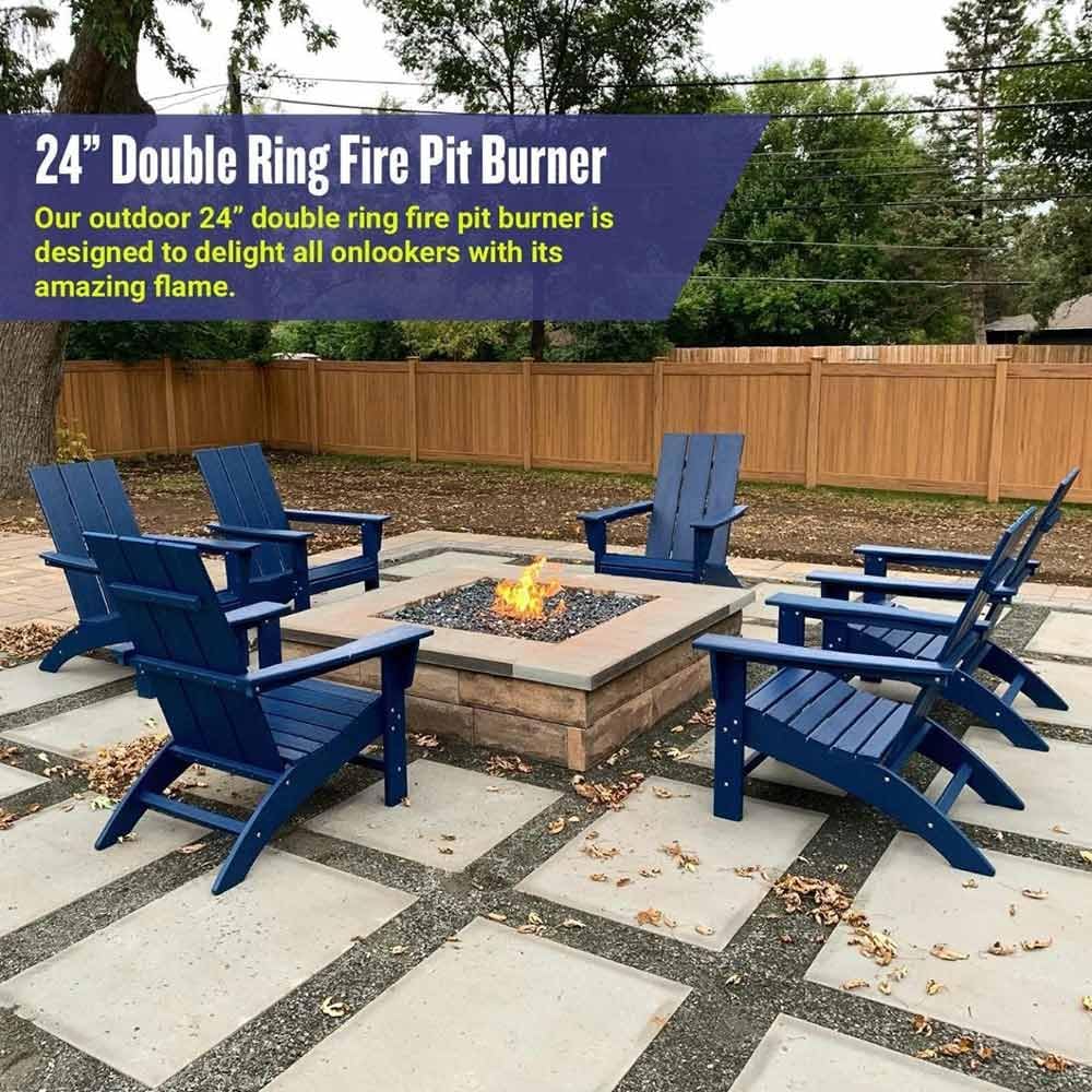 American Fire Glass Round Stainless Steel Fire Pit Burner (SS-FR-24-LP), Propane, 24-Inch