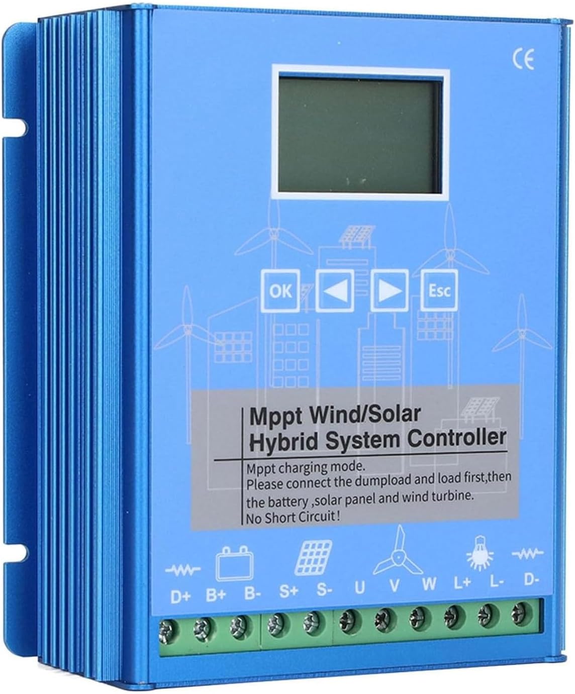 10000W/12000W Wind Solar Hybrid Charge Controller, MPPT Solar Charge Controller 12V 24V 48V LCD Display Battery Intelligent Regulator Max 48V 12000W Input Dual USB for Lead-Acid/Lithium,10000W-12V