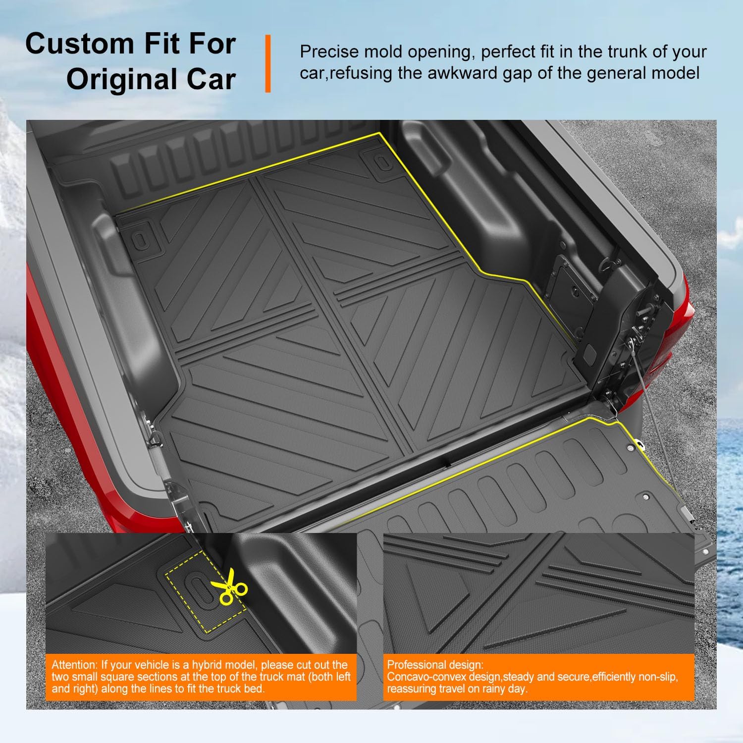 powoq Gas Floor Mat Compatible with 2022-2026 Ford Maverick Truck Bed Mat Liner Cargo Liner TPE Tailgate Mat Replacement for 2022-2024 2025 2026 Ford Maverick Accessories