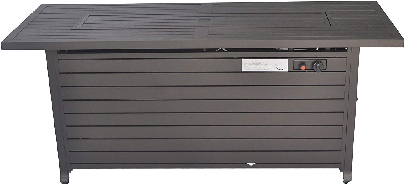 57 in Propane Fire Pit Table, 50000BTU, Retangular Outdoor Gas Fire Pit Table, Firepit Table with Lid & Wind Guard, for Garden Backyard Deck Patio Camping Party