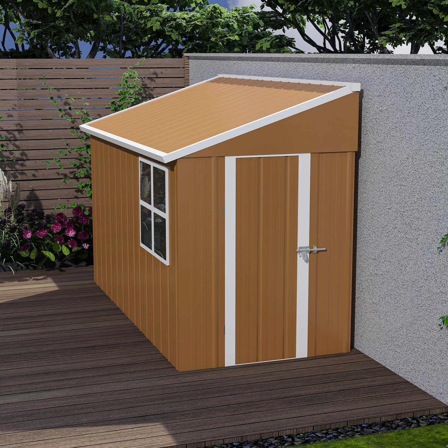 8x4 FT Heavy-Duty Metal Storage Shed with Double Doors, Windows & Ventilation