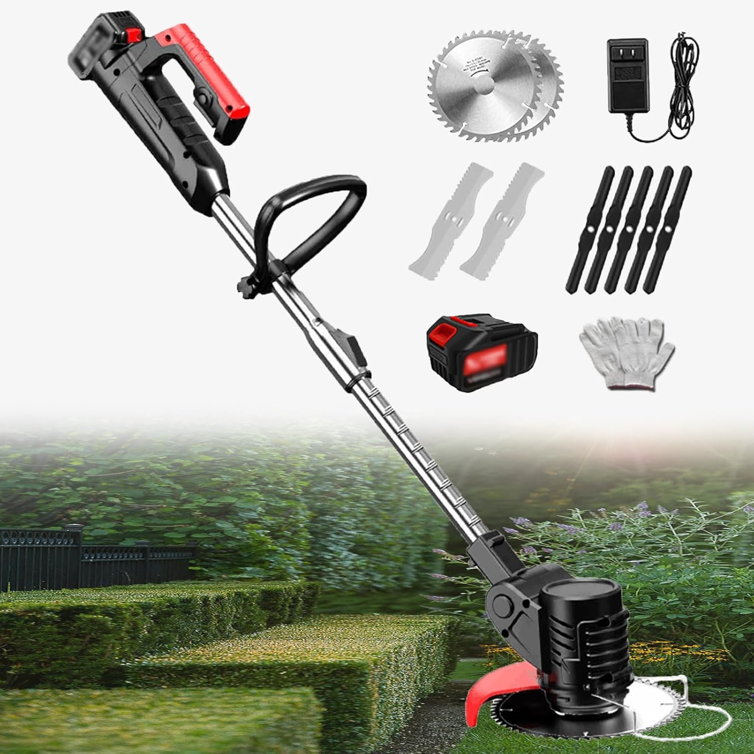 Electric Lawn Mower Home Outdoor Rechargeable Lithium Battery Portable Weeder Agriculture Handheld Shrub Orchard Trimmer Suitable for Farm Pasture Orchard Backyard,24V/2.0Ah