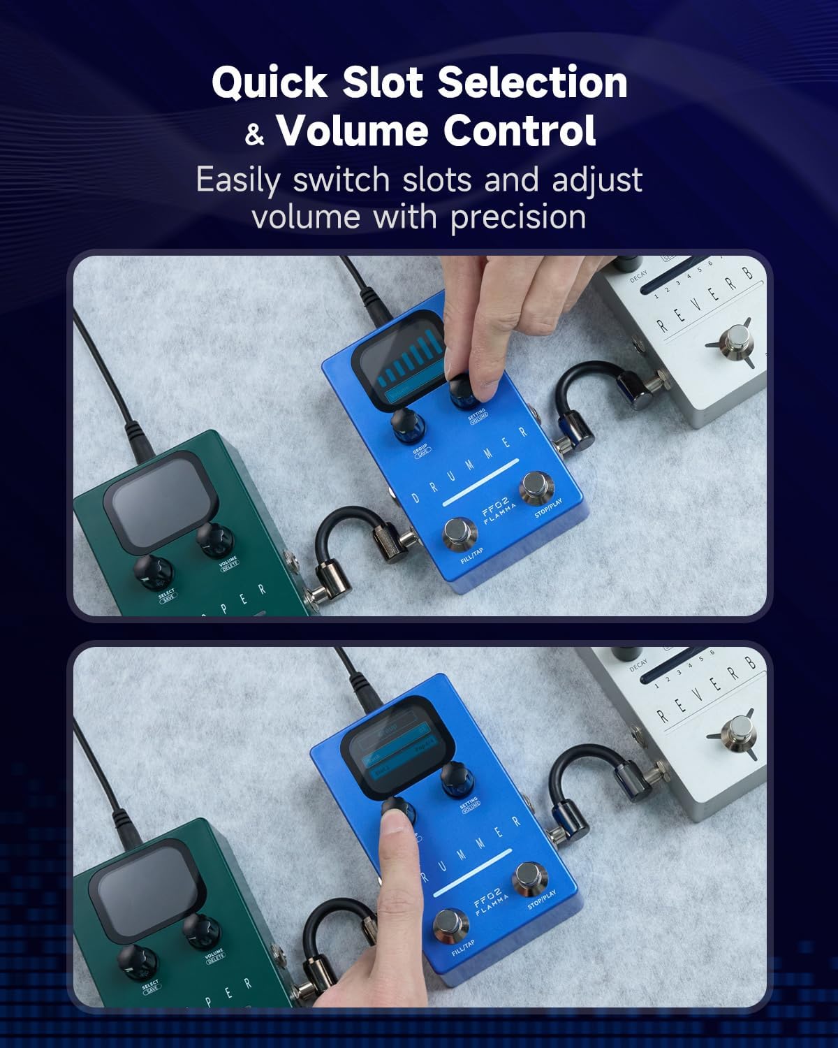 FLAMMA FF02 Drum Machine Guitar Pedal - 121 Drum Grooves, 11 Music Genres, Tap Tempo, Adjustable Rhythms, Stereo I/O for Live & Studio Use