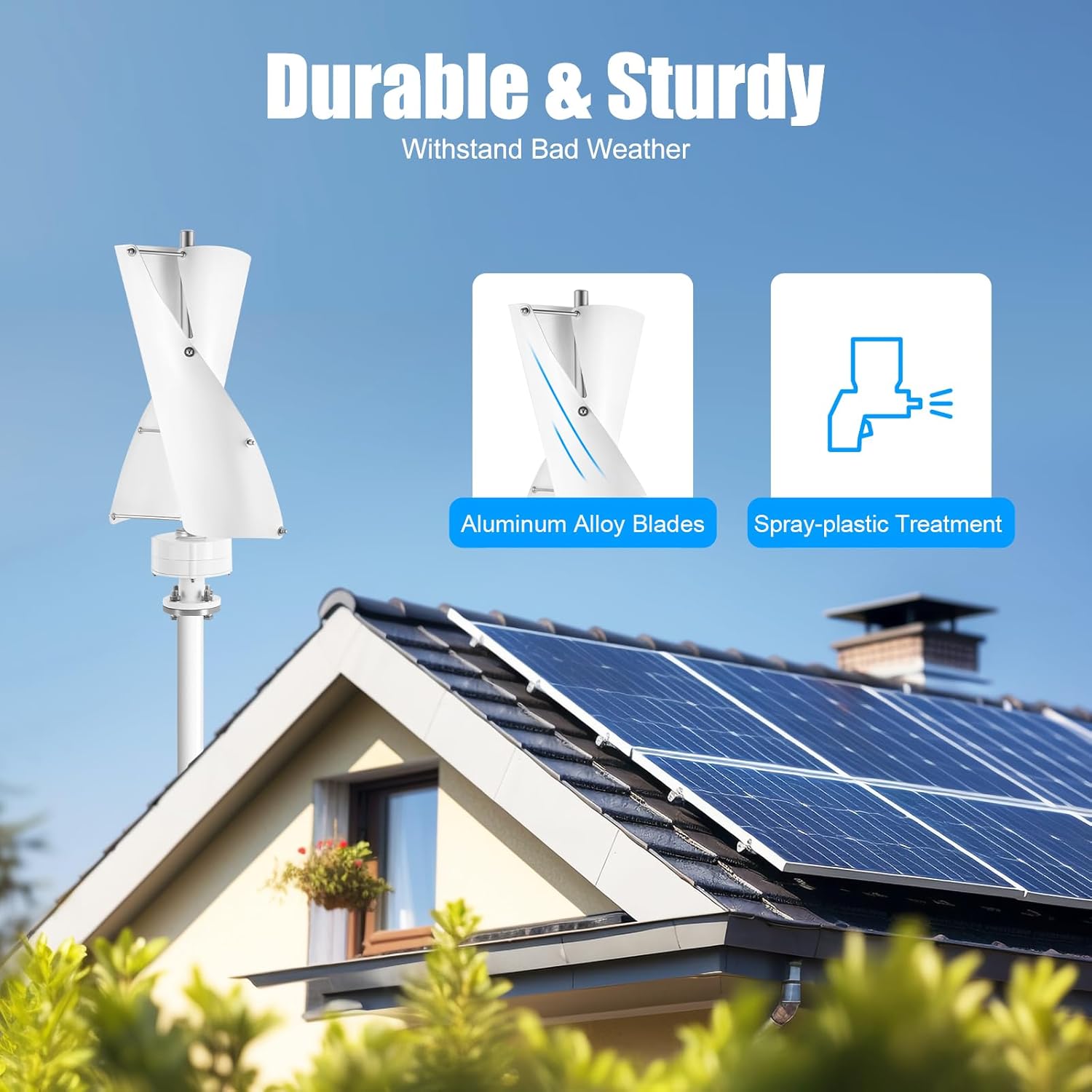 Wind Turbine Generator, 100W DC 12V Vertical Axis Wind Turbine Generator with Controller, Permanent Magnet Rotor Alternator for Boat, Gazebo, Cabin, Mobile Home