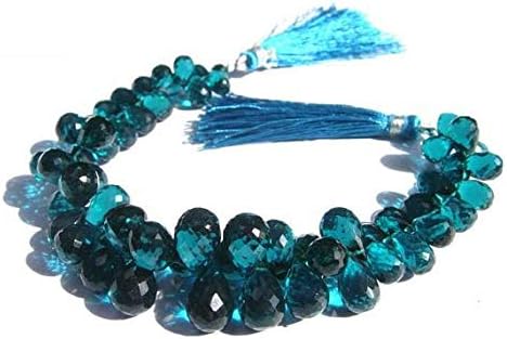 13 inch natural beads strand of 8x6-11x8mm faceted teardrop blue quartz gemstone briolletes beads for DIY jewelry - necklace, bracelet, earring, ring.