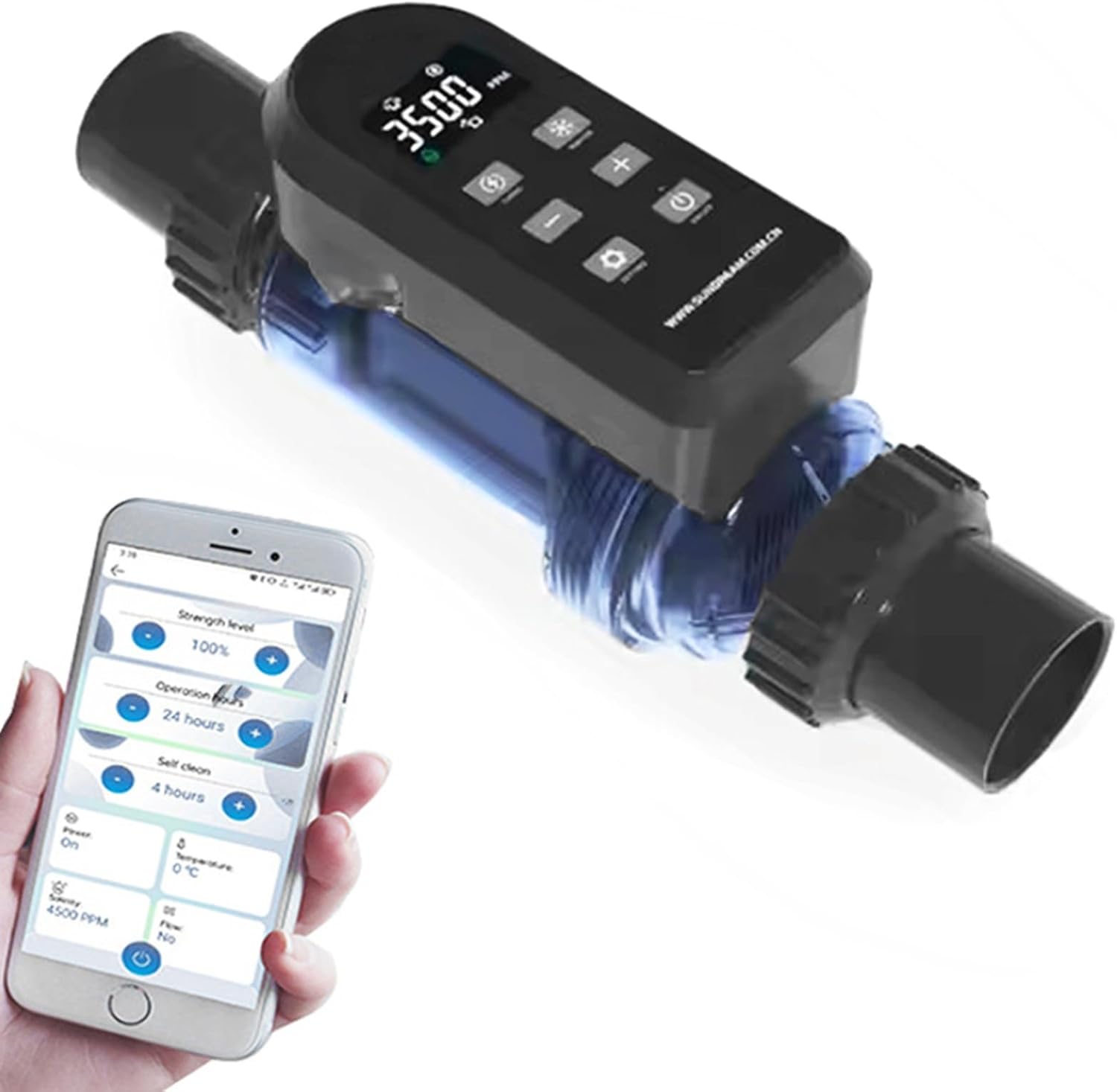 Saltwater Pool Chlorinator System, Salt Chlorine Generator with Titanium Cell Self-Cleaning & APP Control, for Pools Up to 6,0000 Gallons, IPX5, for Above Ground Pool,50g/h