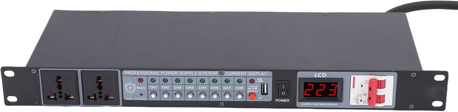 Diydeg 10 Outlet Power Sequencer Conditioner, Professional Audio Video Equipment Power Supply Controller with Clear Digital Display for DJ Setup Public Address Studio Theater (US Plug)