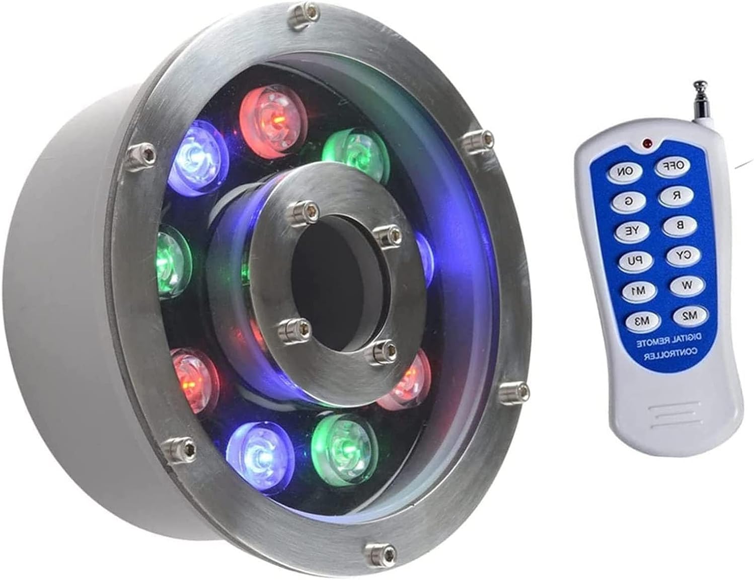 LED Ring RGB Fountain Light - 12V LED Pond Underwater Lights, Submersible Lights, with Remote Control Spotlights, Waterproof IP68 Embedded Fountain Pool Spotlight(24W)
