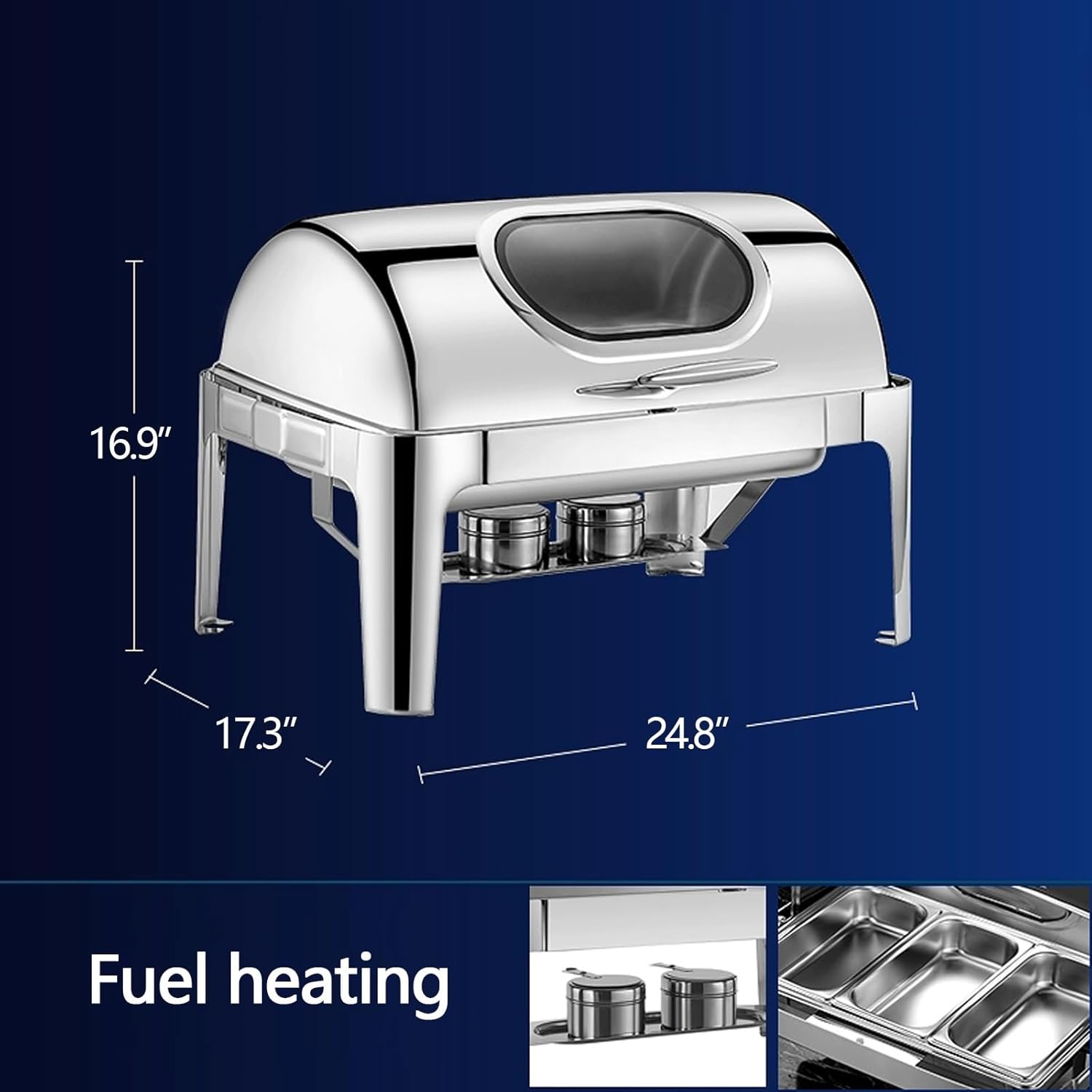 Food Warmers for Parties Buffet with Visible Lid Buffet Serving Dishes for Heating and Cooling, 9QT Stainless Steel Chafing Dish Buffet Set for Catering Party Event Serving