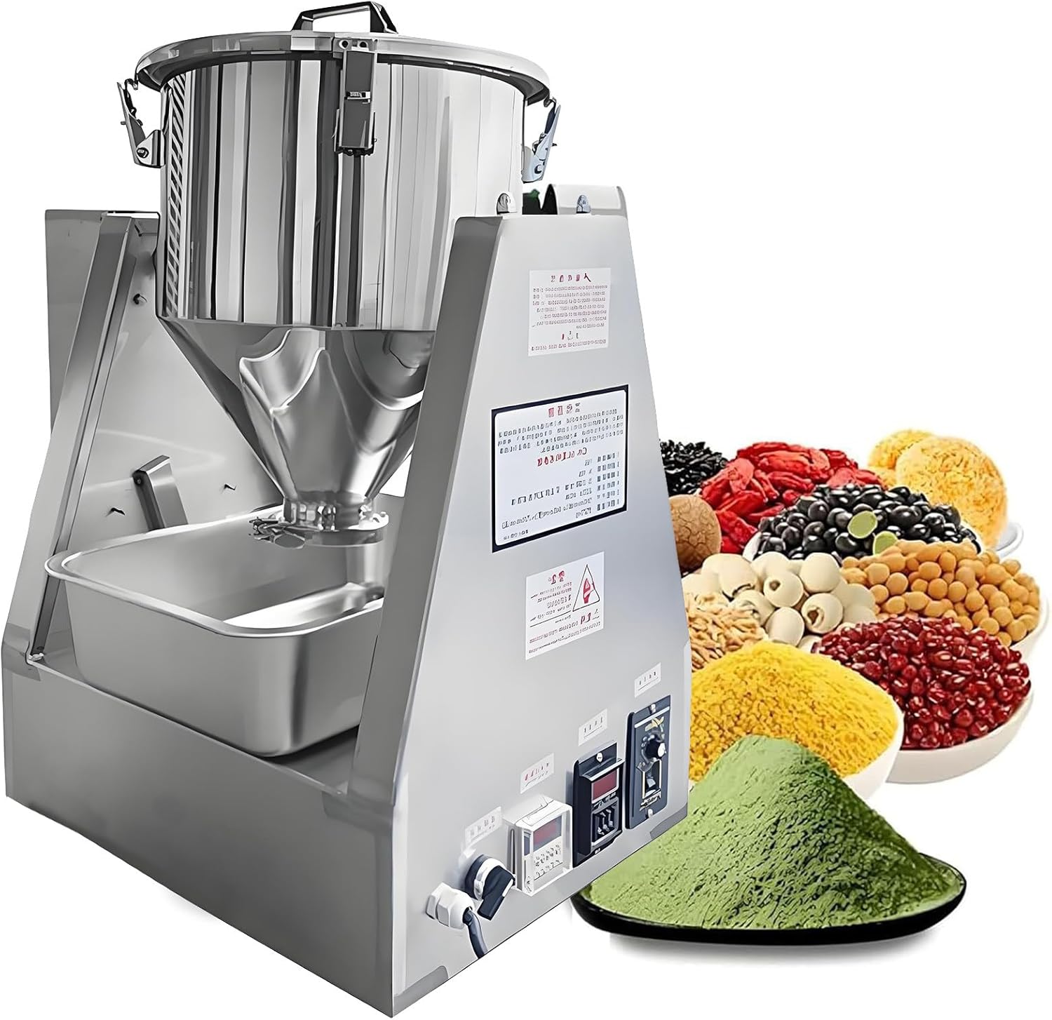 Dry Powder Granule Mixer,304 Stainless Steel Electric Small Dry Powder Blender,Laboratory Mixing Equipment, Cone Shape Dry Powder Mixer for Food and Chemical Dry Powder Mixing Machine 40L