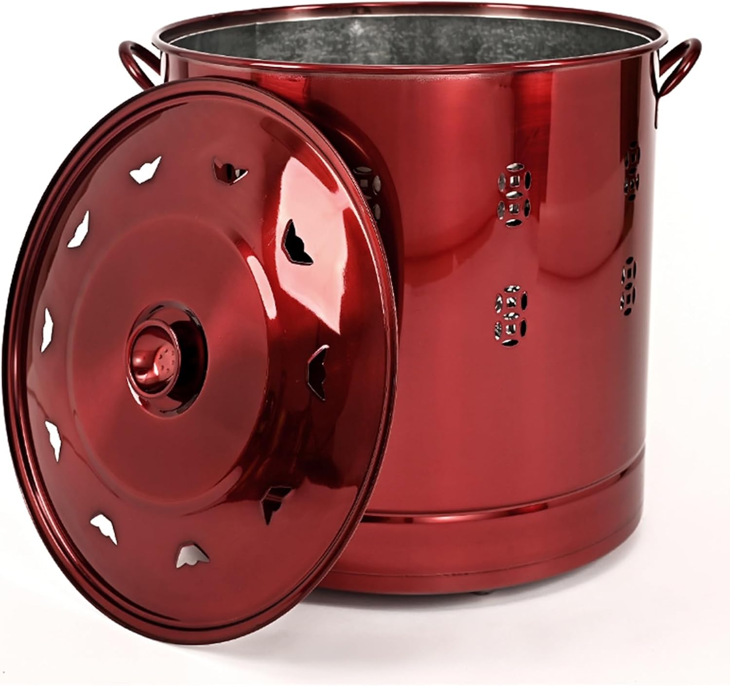 Burn Barrel Stainless Steel Fire Pit Paper Burner Yard Waste Incinerator Burn Barrels for Outside for Burning Trash Burn Cage for Garden Paper Leaf Trash Wood Backyard Bonfire.(Red-Medium-40x40CM/15.7