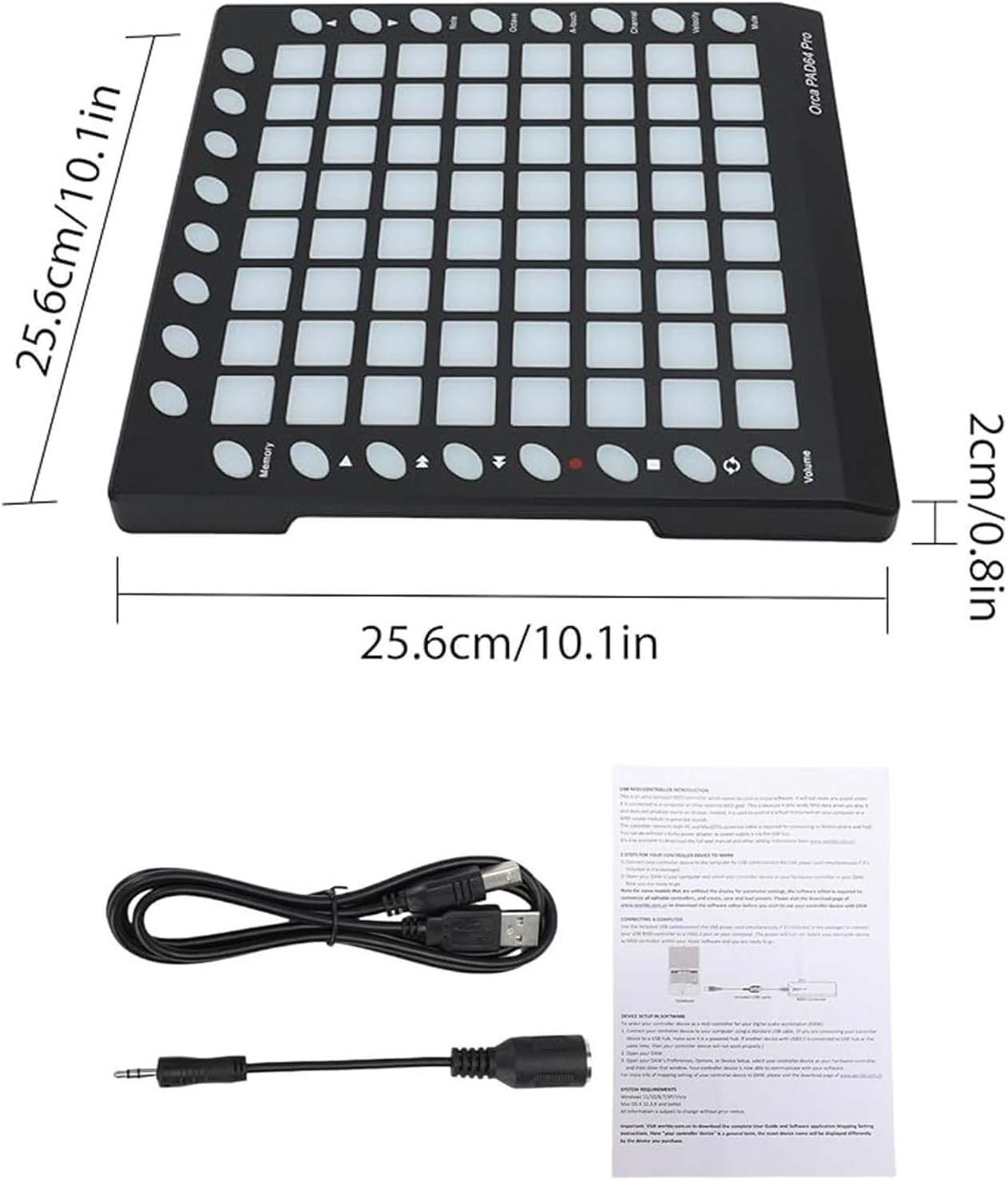 MIDI Controller Strike Pad,Portable MIDI 64-Pad,USB Grid Controller for Live Performance Music Production Software