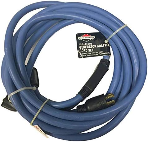 Briggs and Stratton 25-Foot, 20 Amp Generator Adapter Power Cord Set, 5-20P/R 4 Outlet (Blue)
