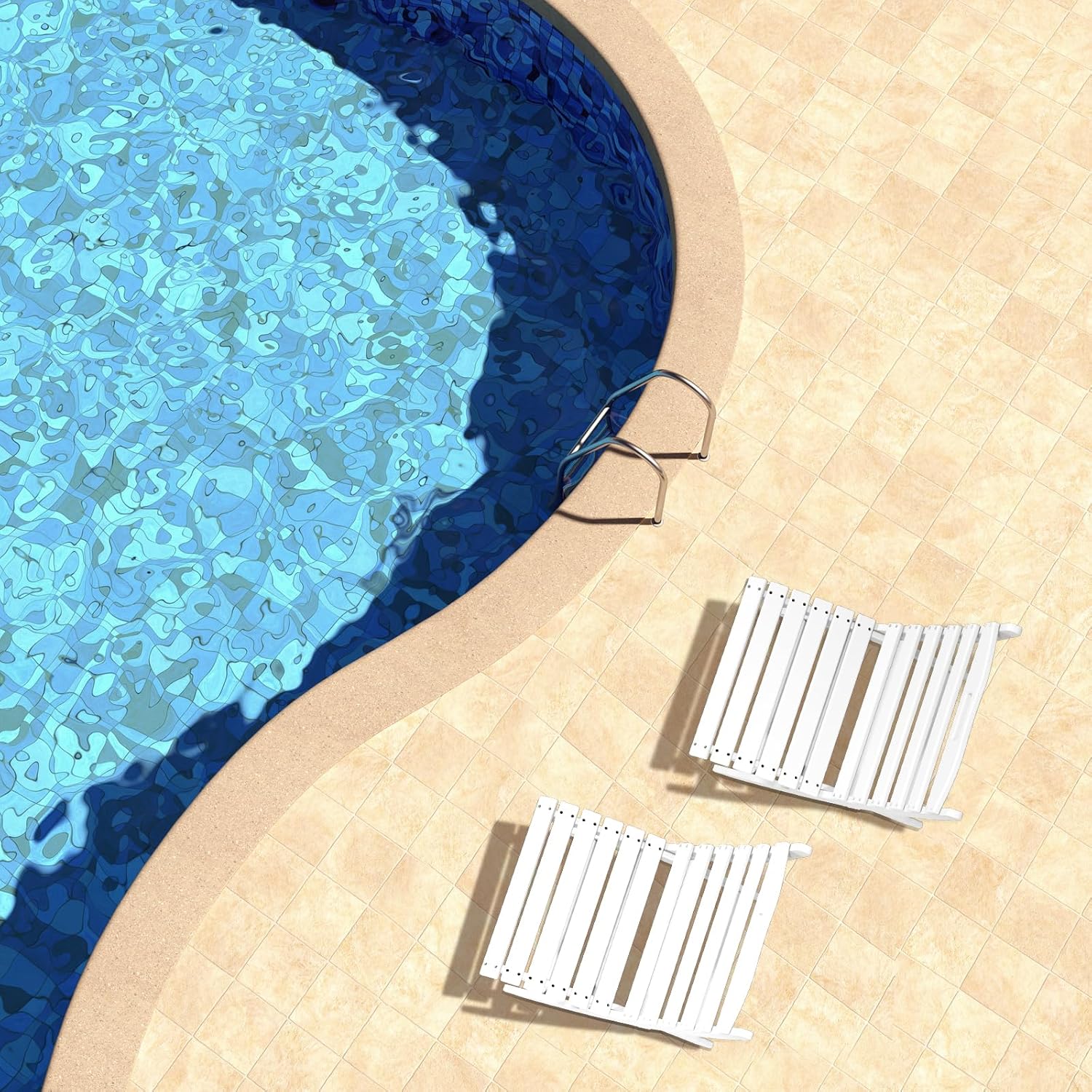 GREENVINES Folding-Xavier-Chairs Set of 4 | Wave | Portable Adirondack-Chair | HDPE Plastic | All Weather Fire-Pit Chair | White | for Beach Outdoor Deck Poolside Garden Patio Porch Fishing