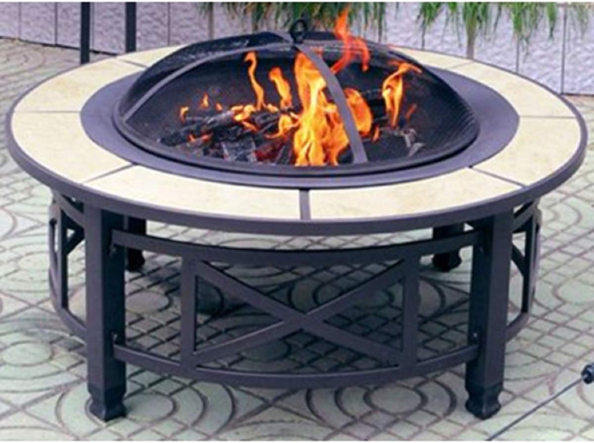 Gardman Round Fire Pit with Tile Accents