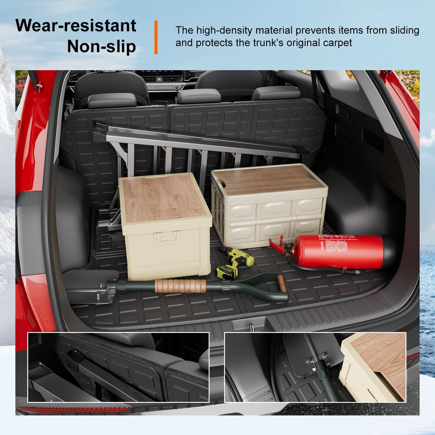 powoq Fuel&Hybrid Cargo Mat Compatible with 2023-2026 Kia Sportage Cargo Liner Trunk Mat TPE Backrest Trunk Liner Replacement for 2023 2024 2025 2026 Kia Sportage Accessories