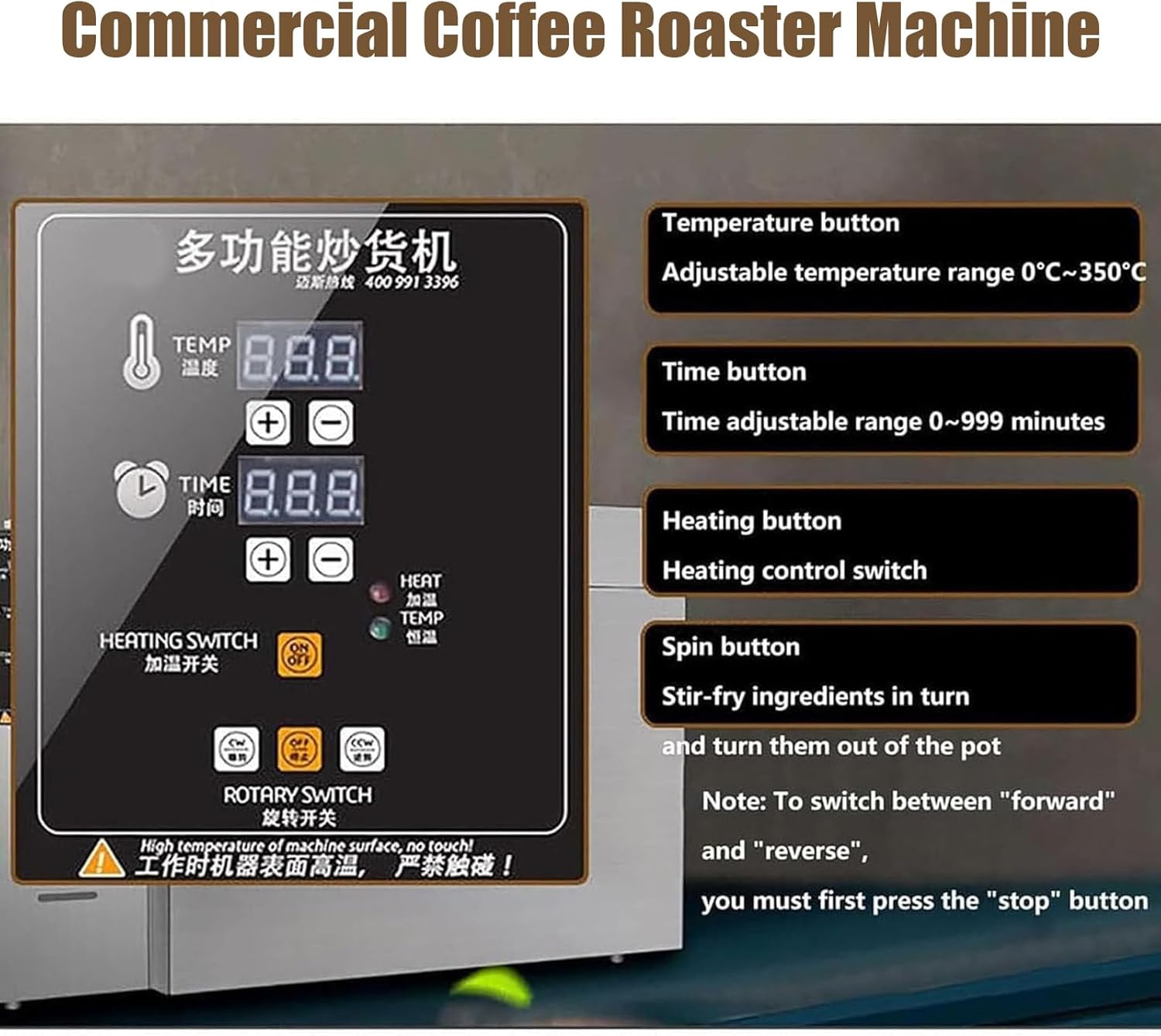 Commercial Coffee Roaster Machine, Electric Coffee Bean Roaster Machine, Nut Peanut Cashew Chestnuts Roasting Machine Electric Drum Coffee Roaster, Even Heating