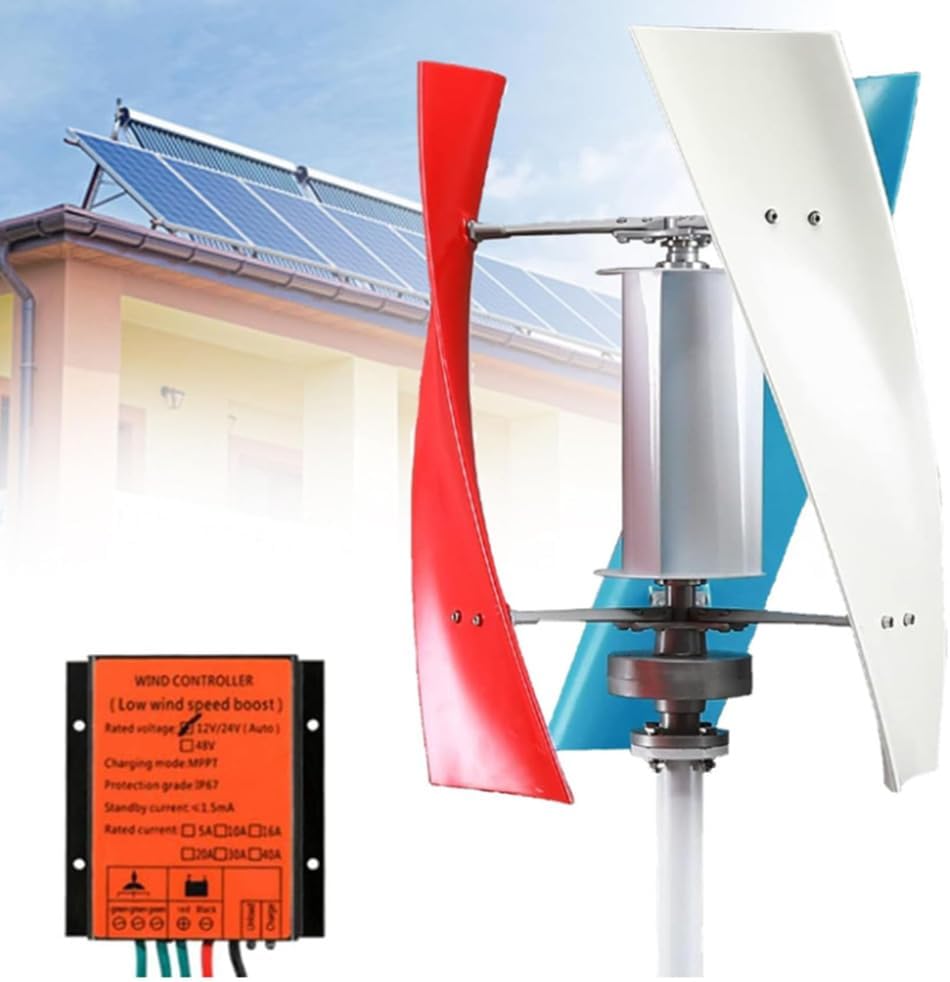 Portable 10000W Wind Power Generator with Controller, 12V 24V 48V 220V Wind Turbine Generator Kit Suitable for Outdoor Power Generation in Courtyards (3 Blades)