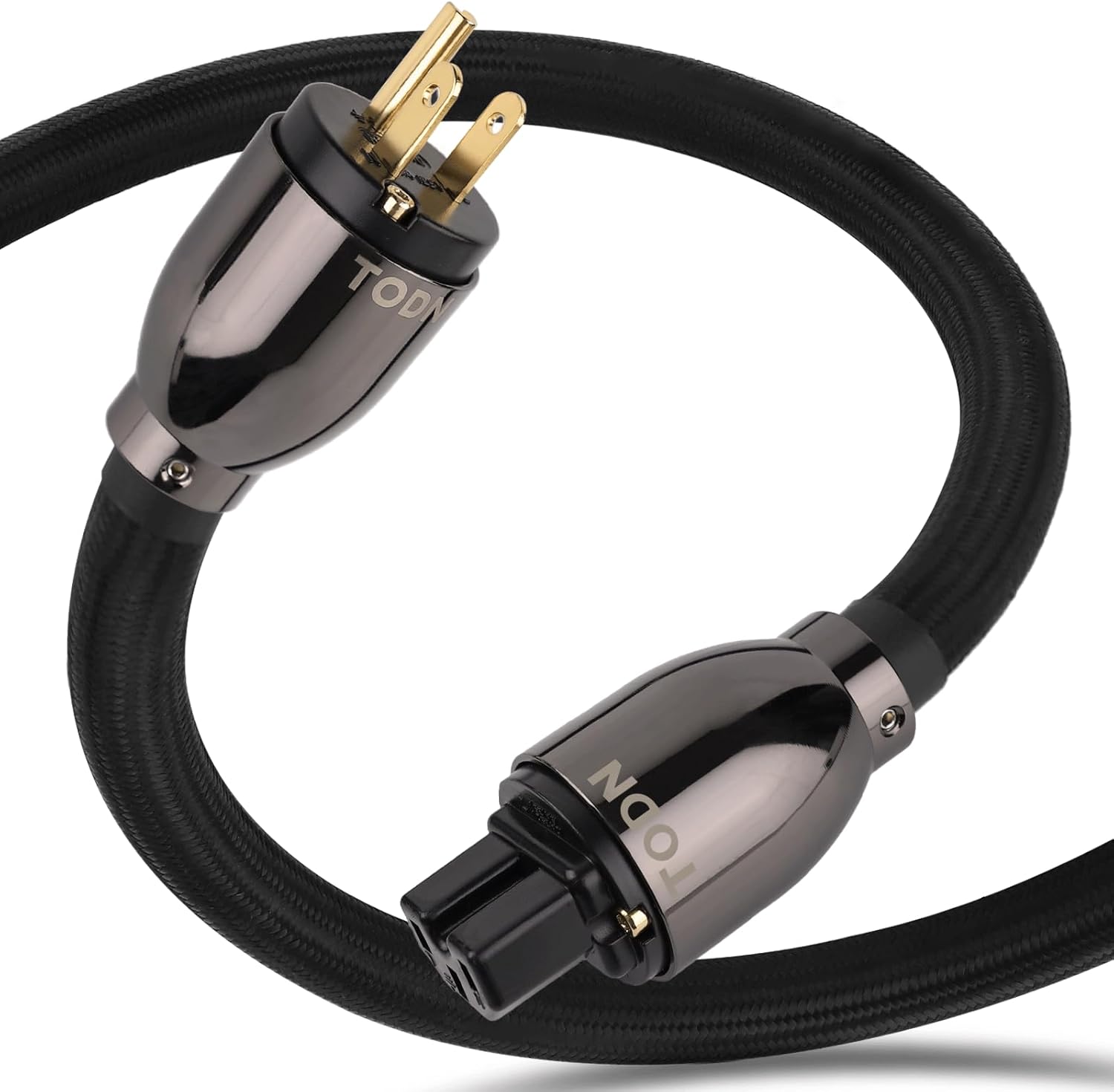 TODN HiFi Audio Power Cable for Audiophile with O-C-C Cores, 24K Gold Plated 3 Prong Power Cord Plug/IEC C15, Φ17.5mm, 3ft/1m