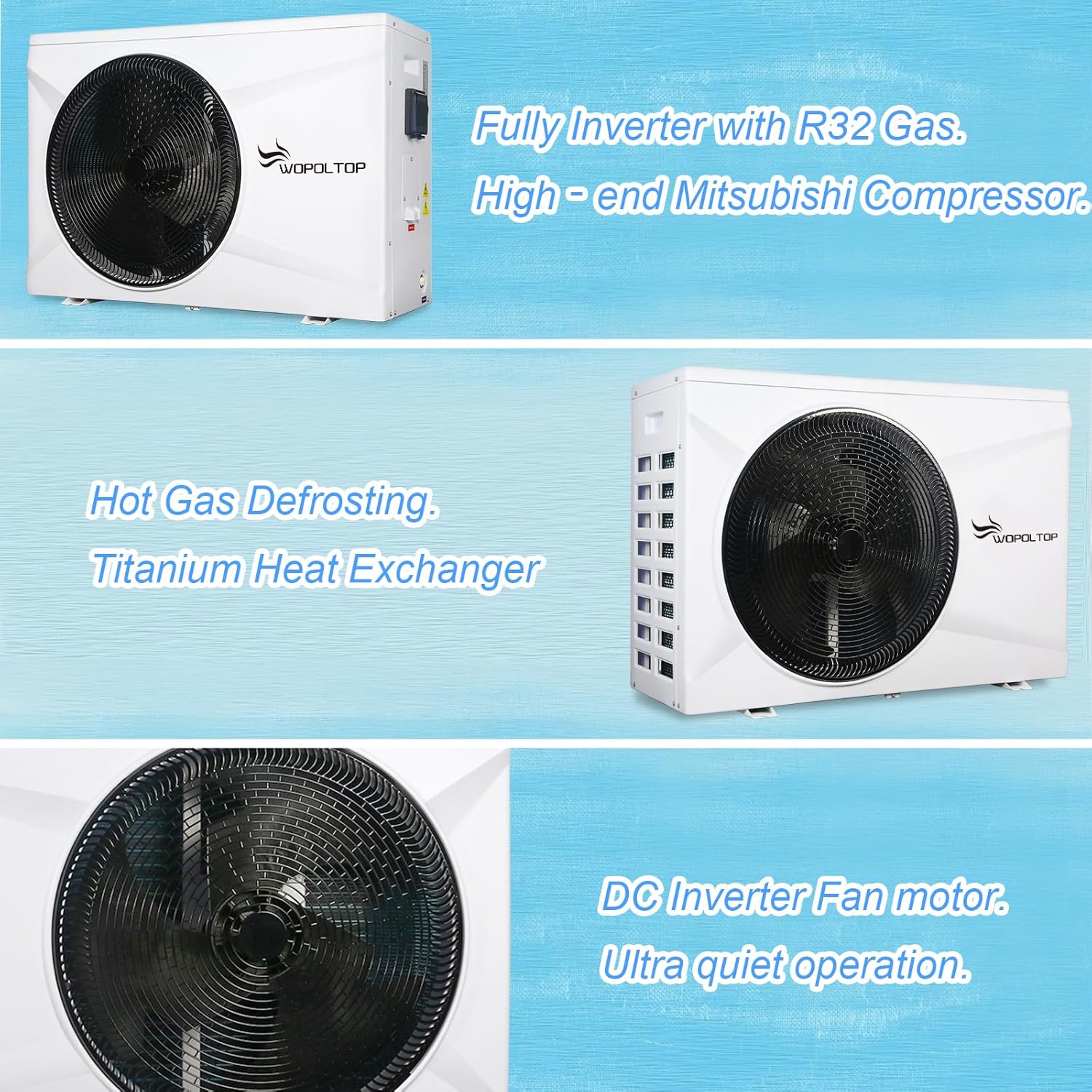 35000 BTU Full DC Inverter Pool Heat Pump for Above and In-ground Pools, Dual Function of Heating and Cooling, 10KW Pool Heater with WiFi Smart Control via APP, 220-240V, up to 7500 Gallons