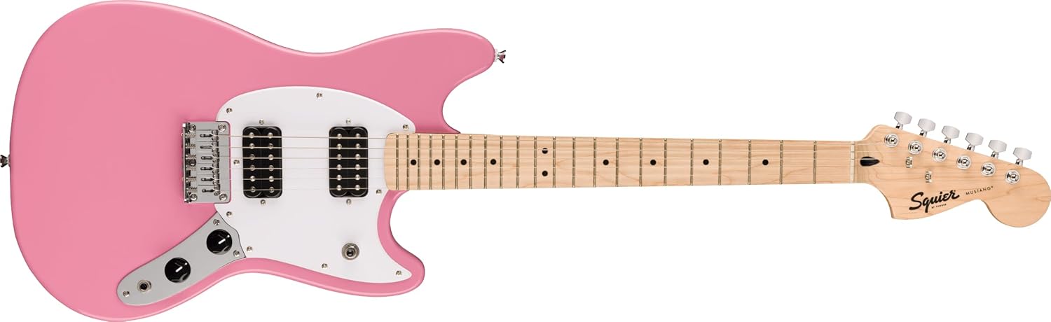 Squire Sonic Mustang Electric Guitar, Flash Pink, Maple Fingerboard