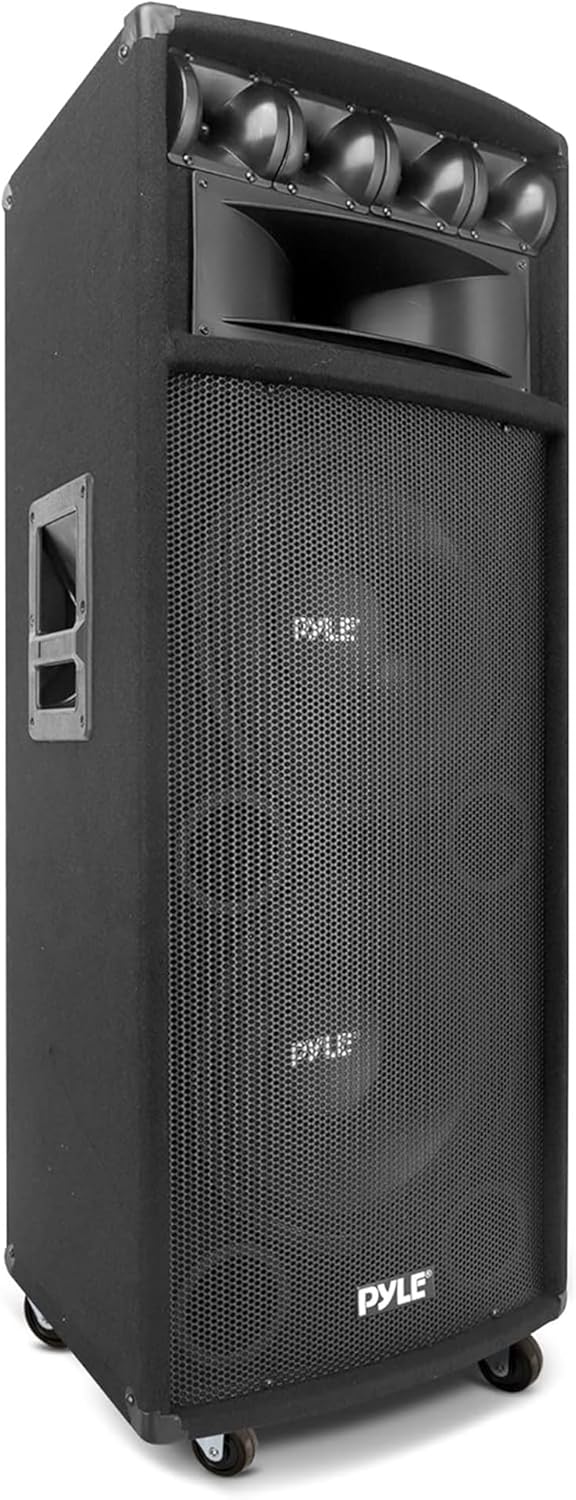 Pyle Portable Cabinet PA Speaker System - 1600 Watt Outdoor Stereo Sound Speakers w/ Dual 12