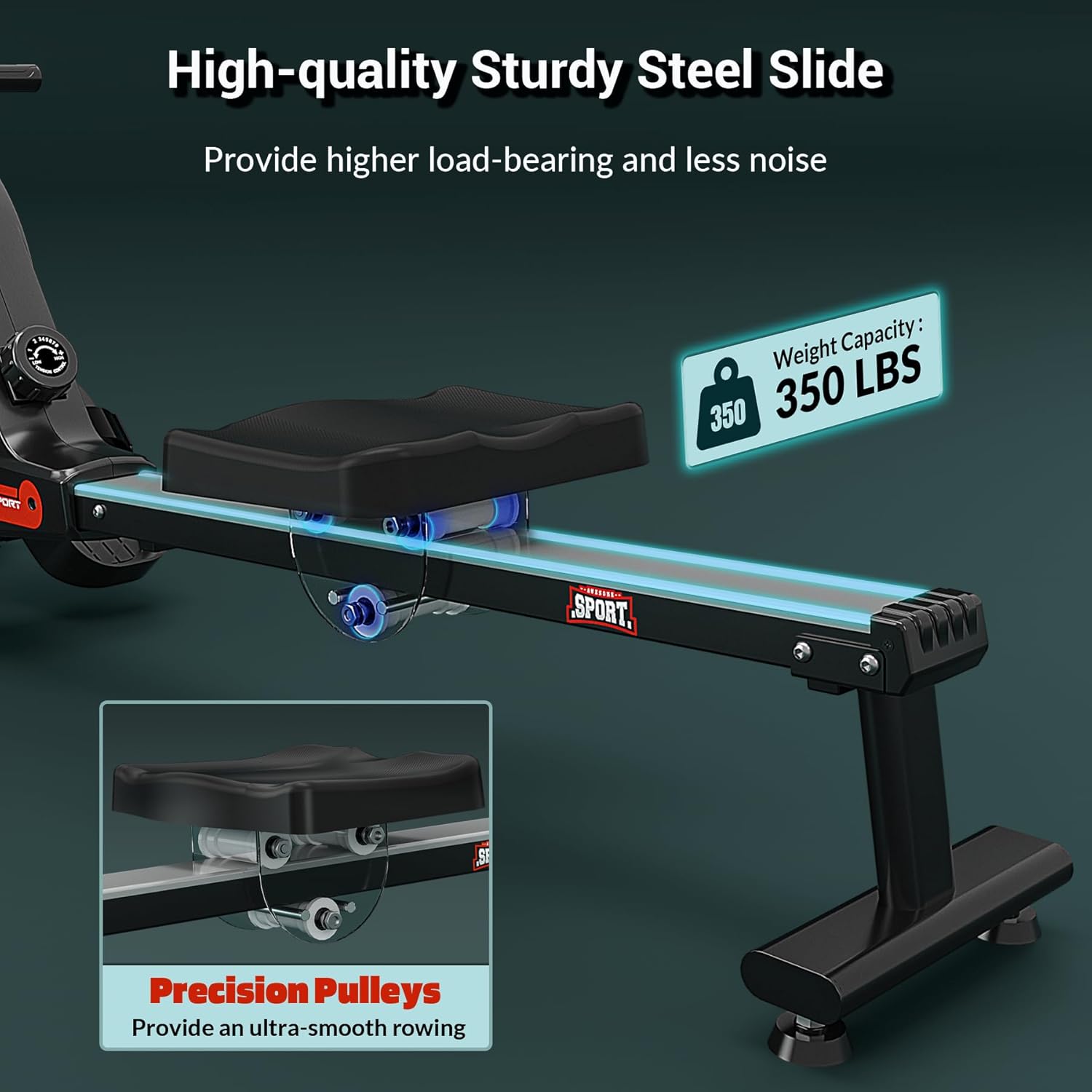 Rowing Machine for Home, Magnetic Rower Machine, 350 LB Weight Capacity, 16-Level Silent Resistance Row Machine for Gym Exercise Full-Body Workout Compact Rower with LCD Monitor Tablet Holder