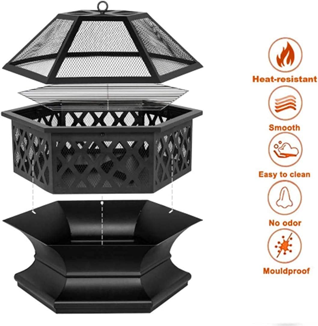 Garden Fire Pit,3 in 1 Outdoor Fire Pit Table for,Ice Pit,Patio Heater,Metal for Outside Camping Barbecue,21