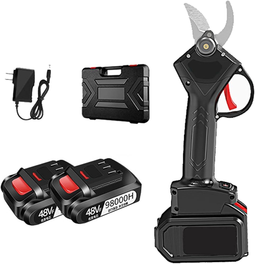 Electric Pruning Shears with Storage Box Professional Cordless Tree Branch Pruner Rechargeable Lithium Battery Max Cutting Diameter 30Mm,Black