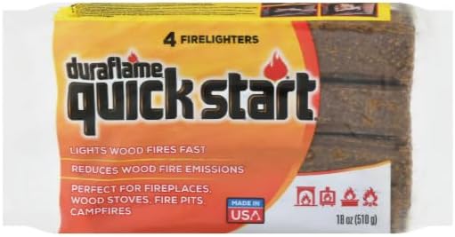Duraflame Quick Start Firelighters 120 Pack + Long Strike Matches – Fast, Clean-Burning Fire Starters for Fireplaces & Campfires (3 Pack + Matches)