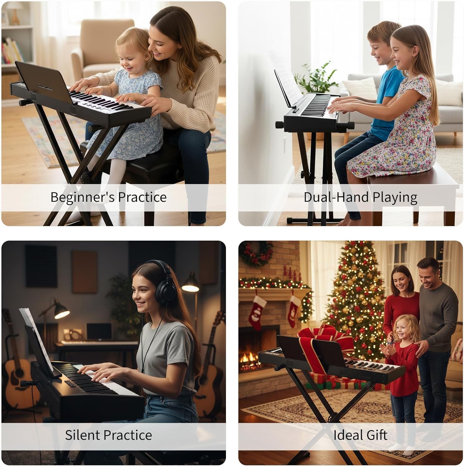 61-Key Electronic Keyboard Set with Stand and Bench, Complete Set for Beginners, Perfect for Home Practice