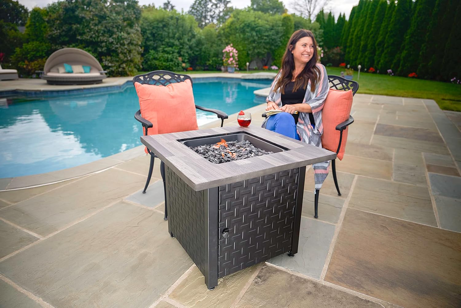 Endless Summer 30-in Black/Grey Tabletop Steel Propane Gas Fire Table