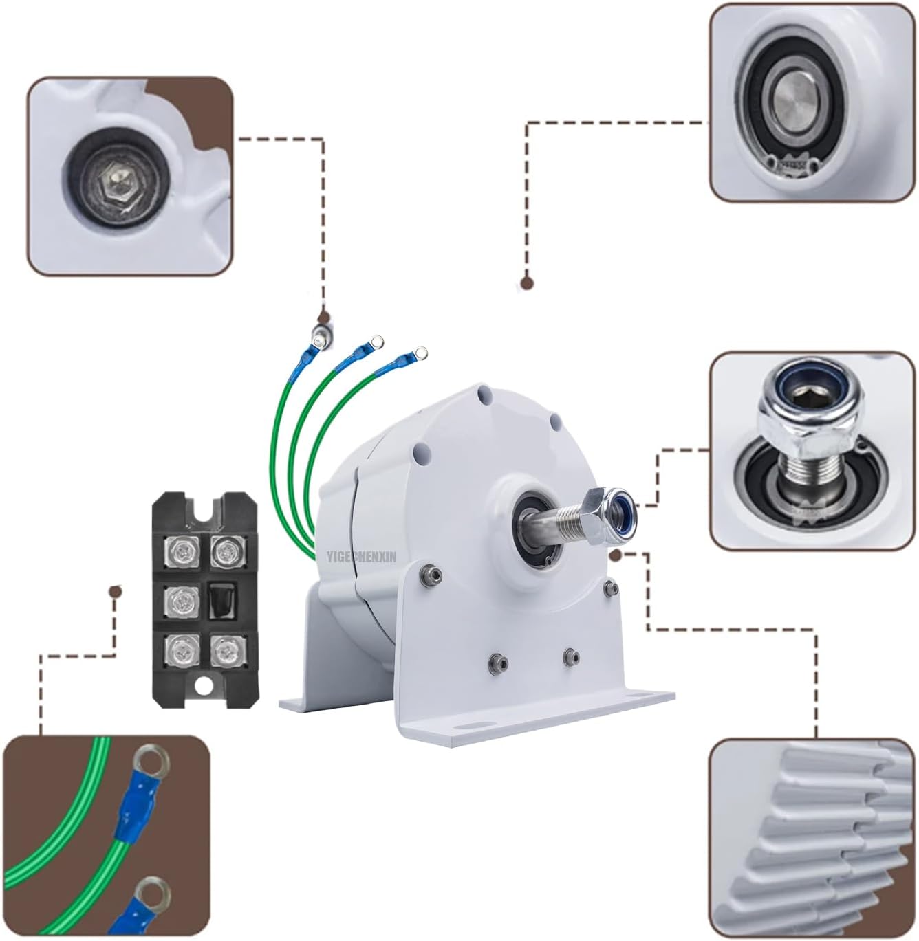 6000W Gearless Permanent Magnet Generator 450 RPM Low Speed 12V 24V 48V 220V Three-Phase Alternator Suitable for Hydro and Wind Turbines(with Base)