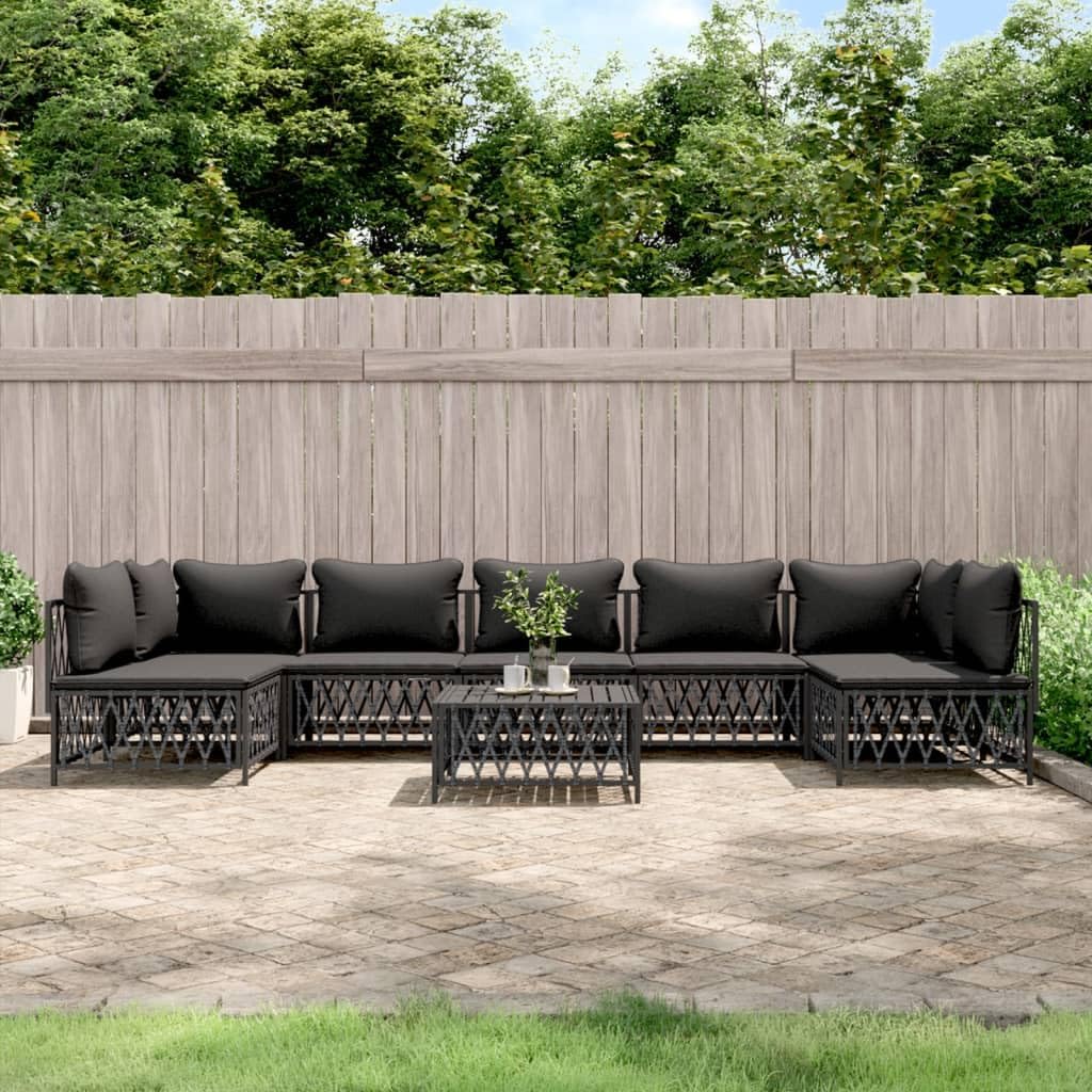 Furniture Sets 8 Piece Patio Lounge Set with Cushions Anthracite Steel,Premium Outdoor Patio Lounge Set: Comfort and Durability for Your Garden Oasis Garden Conversation Sets