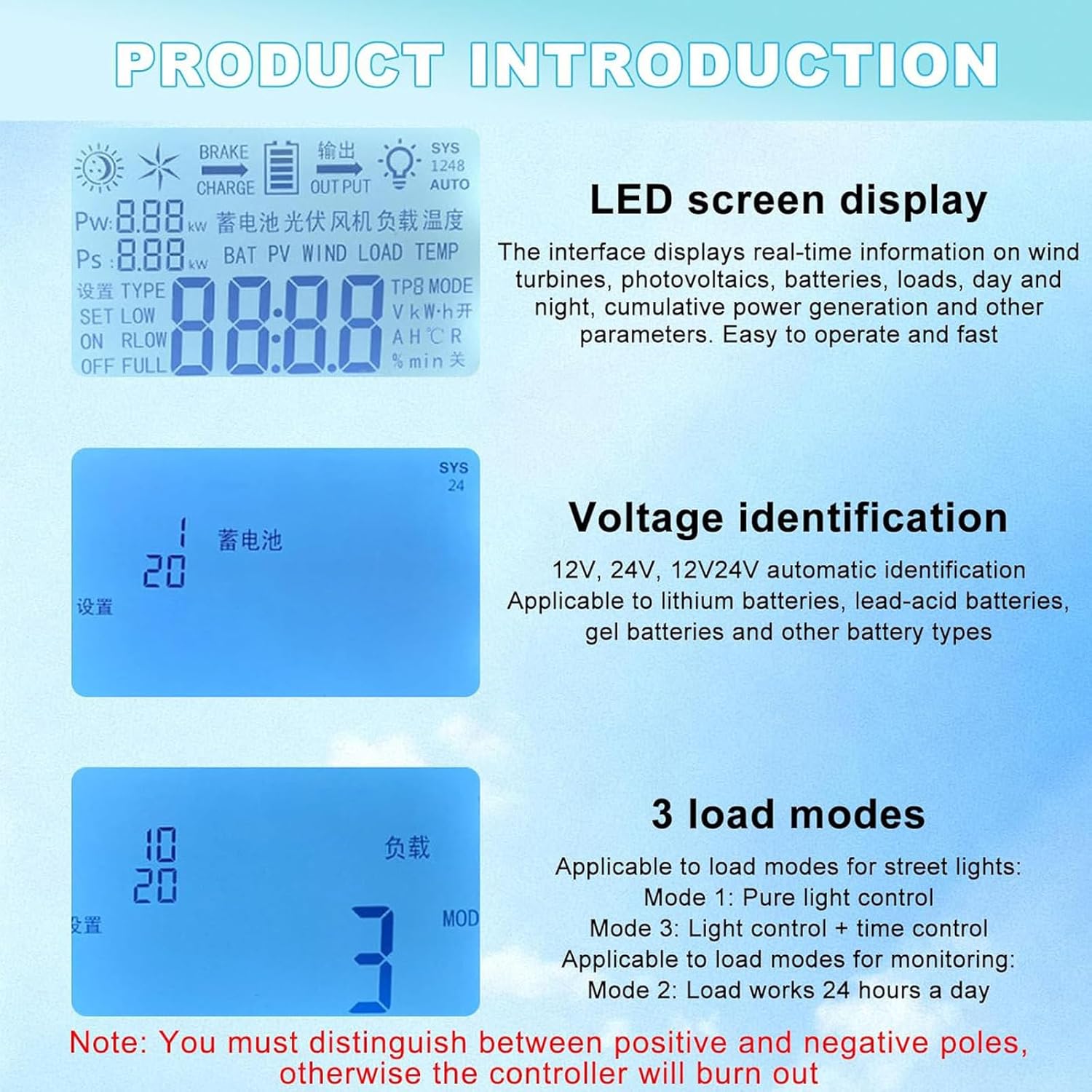Wind Solar Hybrid Charge Controller,15000W,Hybrid Charge Controller,12V/24V/48V,Mppt Boost Charging with LCD Display and Dump Load,Automatic Controller for Home, Boat, Street Light 48V