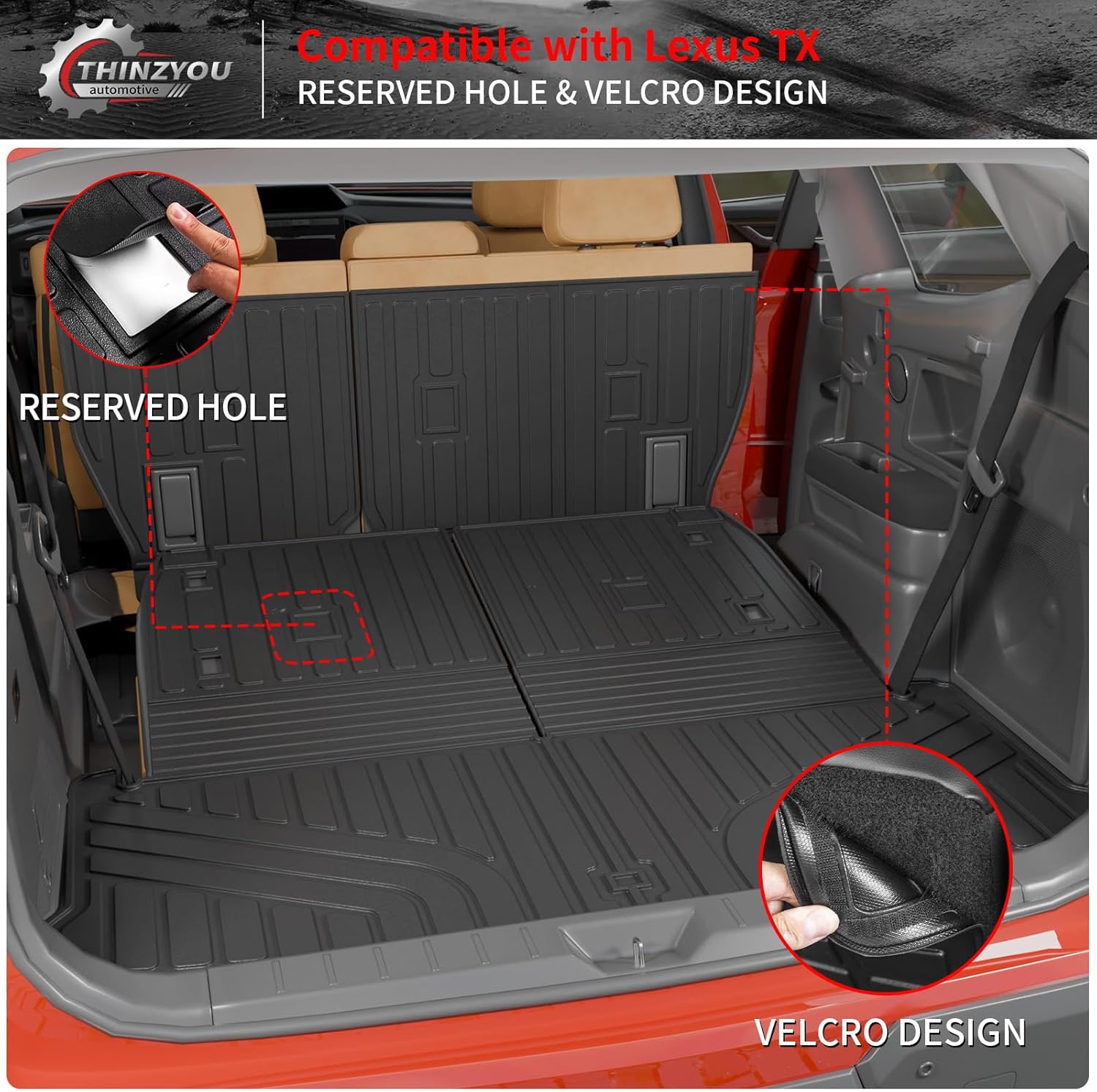 Floor Mats Compatible with 2024 2025 2026 Lexus TX350 TX500h TX550h+ 7 Seats Cargo Mat Trunk Liner Kick Mats All Weather TX Accessories (Floor Mats+Trunk Mat+2nd&3rd Row Backrest Mats)