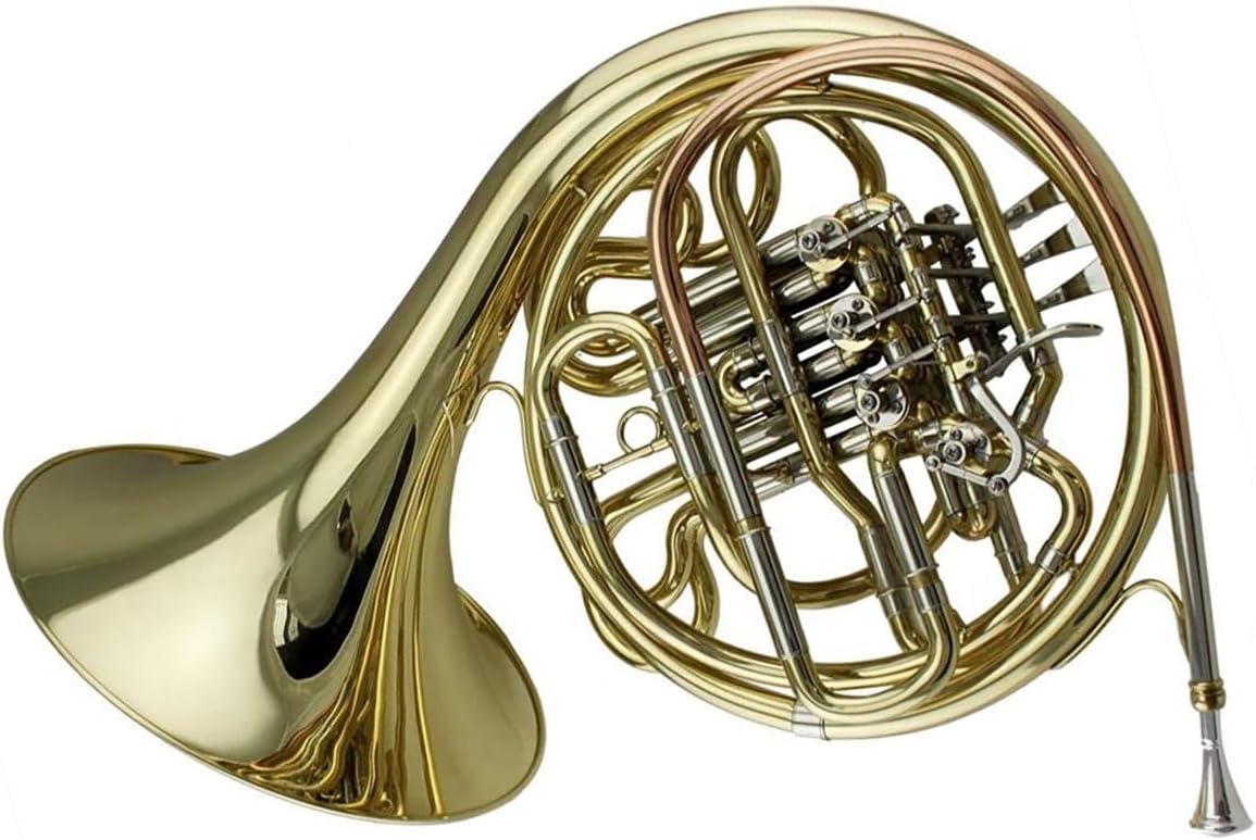 4 Key French Horn Gold Lacquer 4 Key Double Row French Horn Instrument
