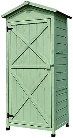 Potting Bench, Outdoor Storage Shed, Wooden Garden Tool Cabinet with Waterproof Roof, Multifunctional Portable Backyard Tool Storage Rack for Patio Deck Lawn(Green)