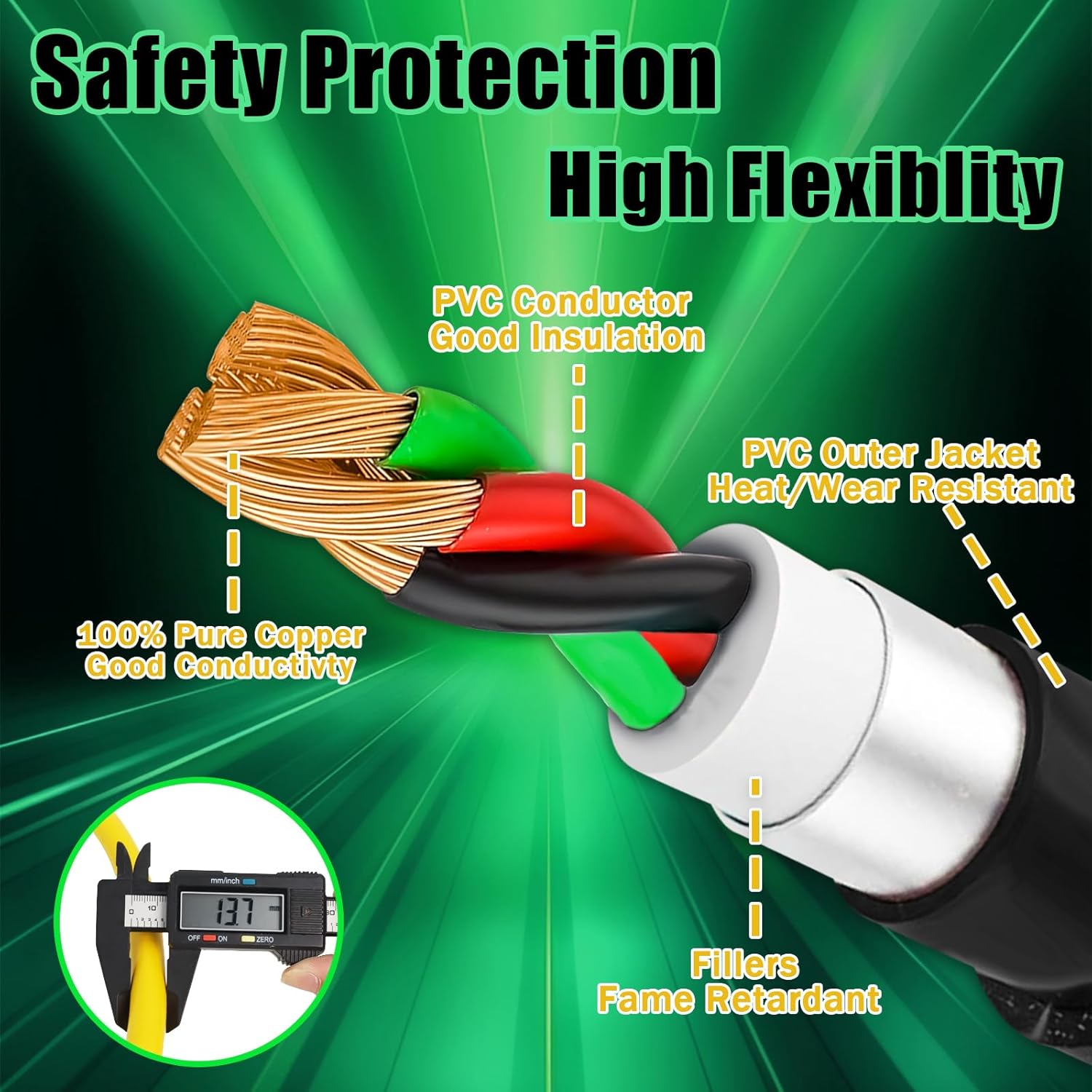 Wadoy 3 Prong Generator Cord 30 Amp, Yellow SJTW 3X10AWG Generator Power Inlet Box and 25Ft Generator Power Extension Cord NEMA L5-30P to L5-30R 125V, 3750W Power Inlet Organizer Combo Kit ETL Listed