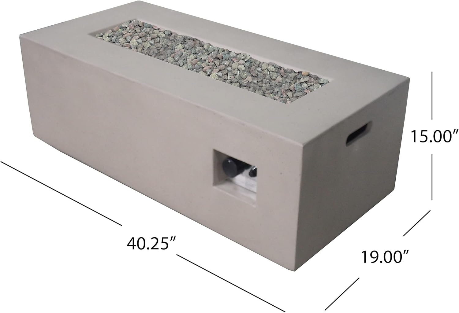 Christopher Knight Home Nicola Outdoor 40 Inch Rectangle Fire Pit, Light Gray